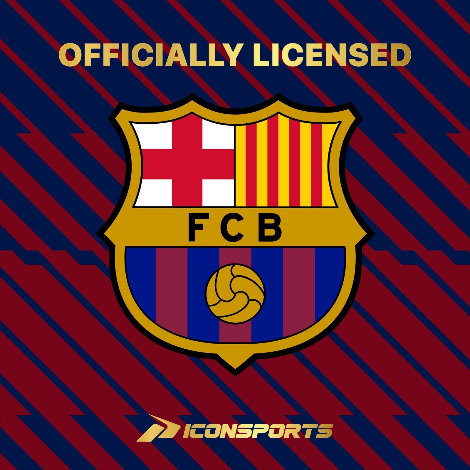 Icon Sports FC Barcelona cotton terry crewneck pullover sweater, featuring team logo and design on a comfortable crewneck sweatshirt.