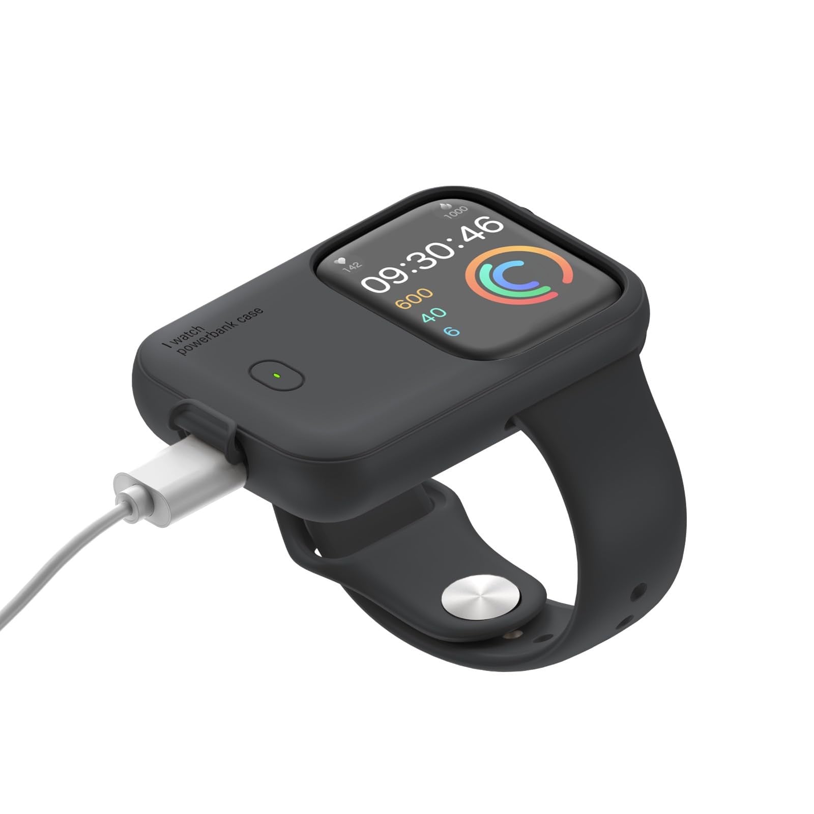 Evacu Apple Watch fast charging portable power bank with 1200mAh capacity, compact travel charger, and lightweight design.