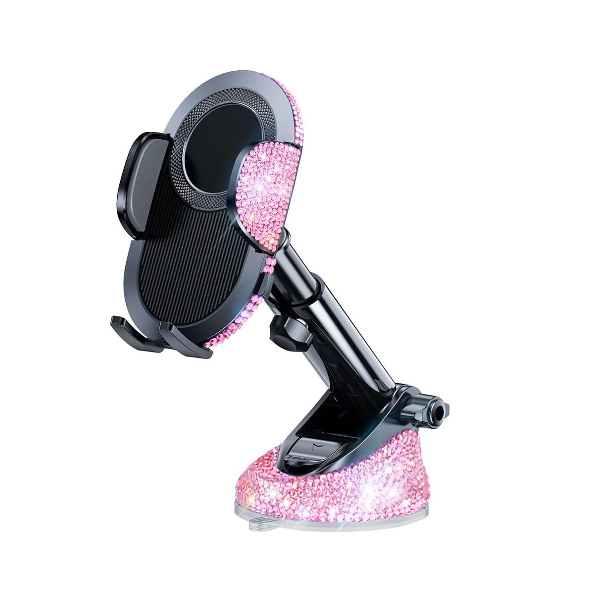 Erolagomat Bling cell phone holder for car with powerful suction, decorated with rhinestones, designed for women, suitable for rally racing.