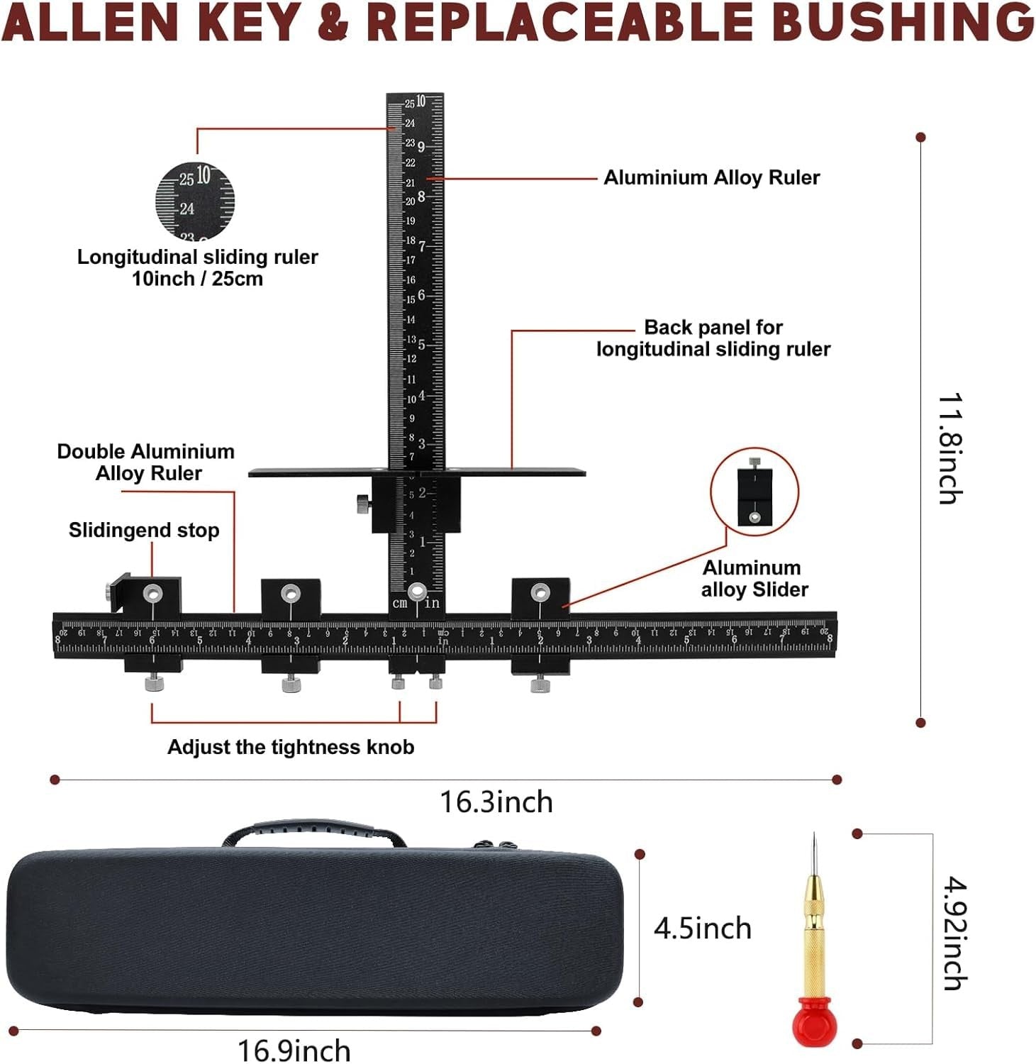 Black aluminum alloy cabinet handle installation jig by Haootadiy, designed for fast and accurate handle placement.