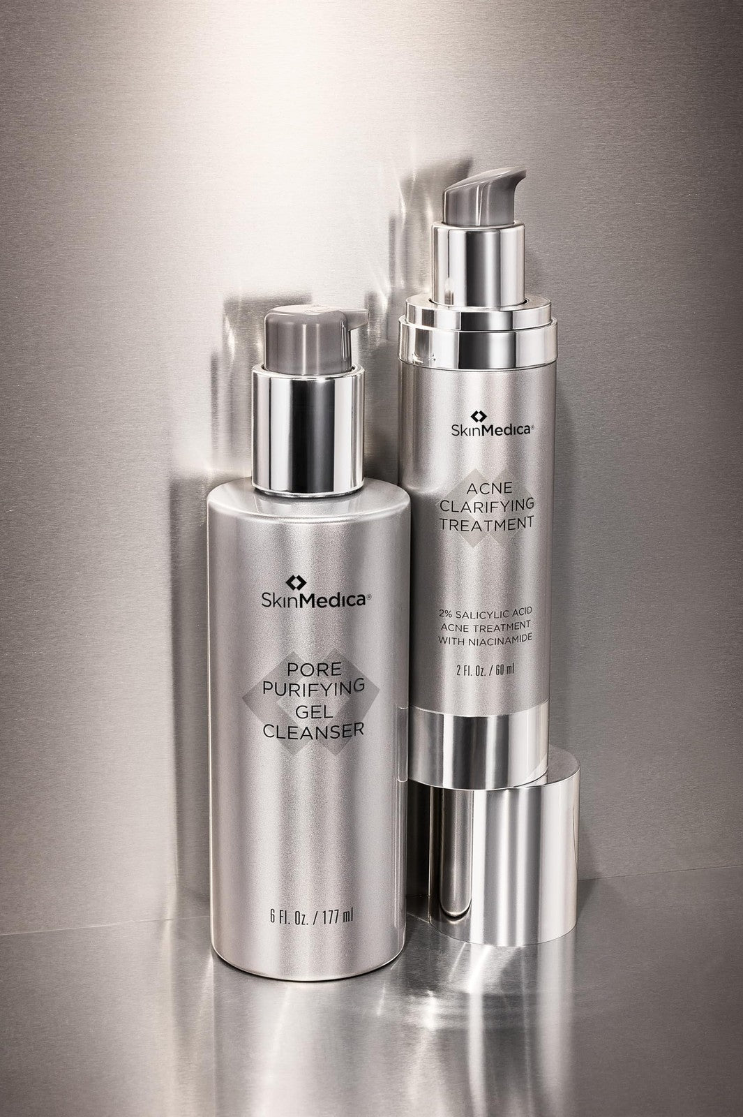 SkinMedica Pore Purifying Gel Cleanser with Clarifying Ingredients, showing a clear gel in a pump bottle for pore cleansing.