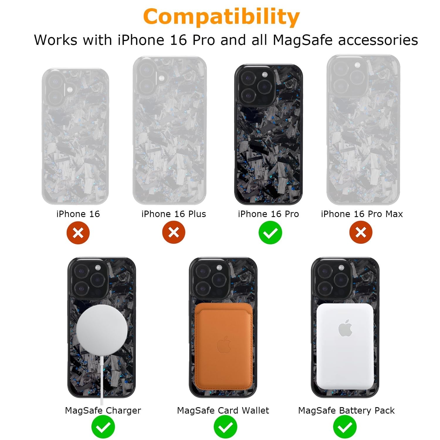 Molzar Grip Series iPhone 16 Pro case with real forged carbon fiber and textured grip for secure handling.