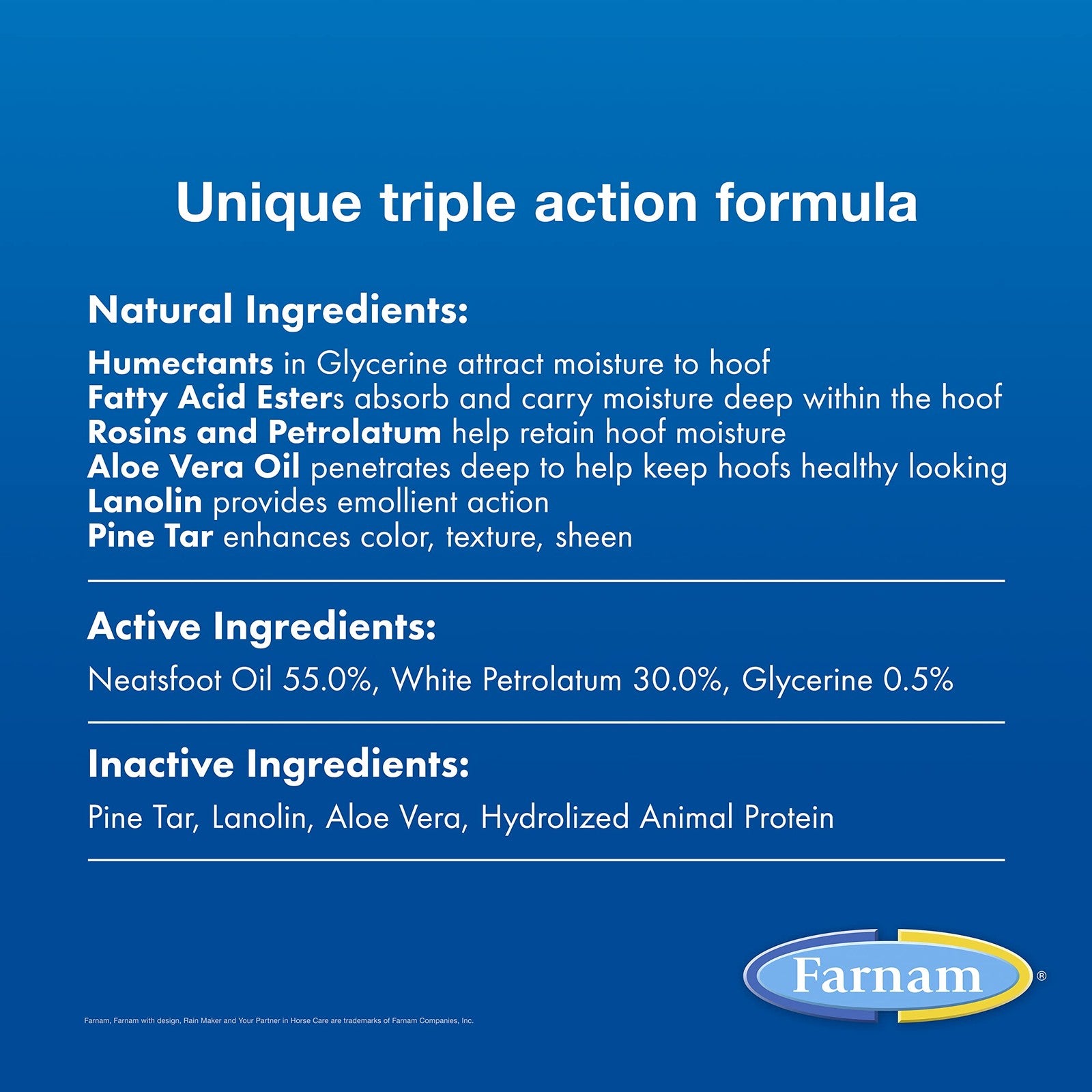 Farnam Rain Maker Triple Action Hoof Oil for horses, 32 oz bottle, moisturizing and conditioning hoof treatment with applicator brush
