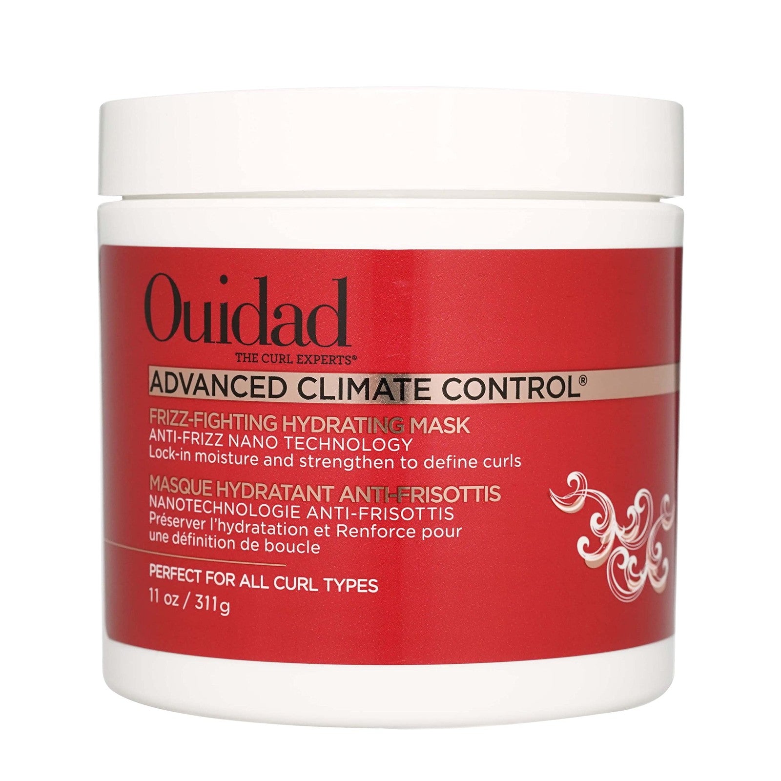 Ouidad Advanced Climate Control Hair Mask for curly hair, 11 oz, with frizz control and nourishing formula for smooth, defined curls.