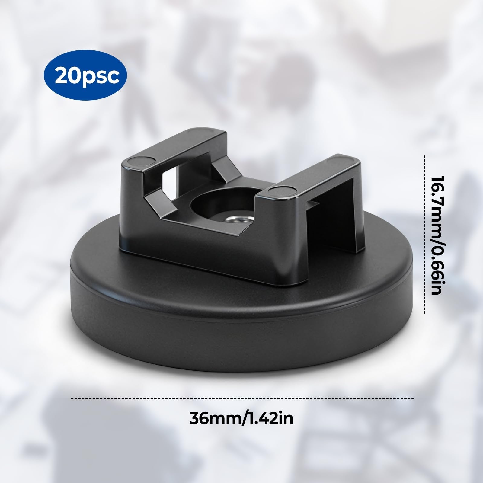 Heavy-duty magnetic cable zip tie base by dcvbny, supports 18lbs vertical tension, ideal for organizing wires and cables.