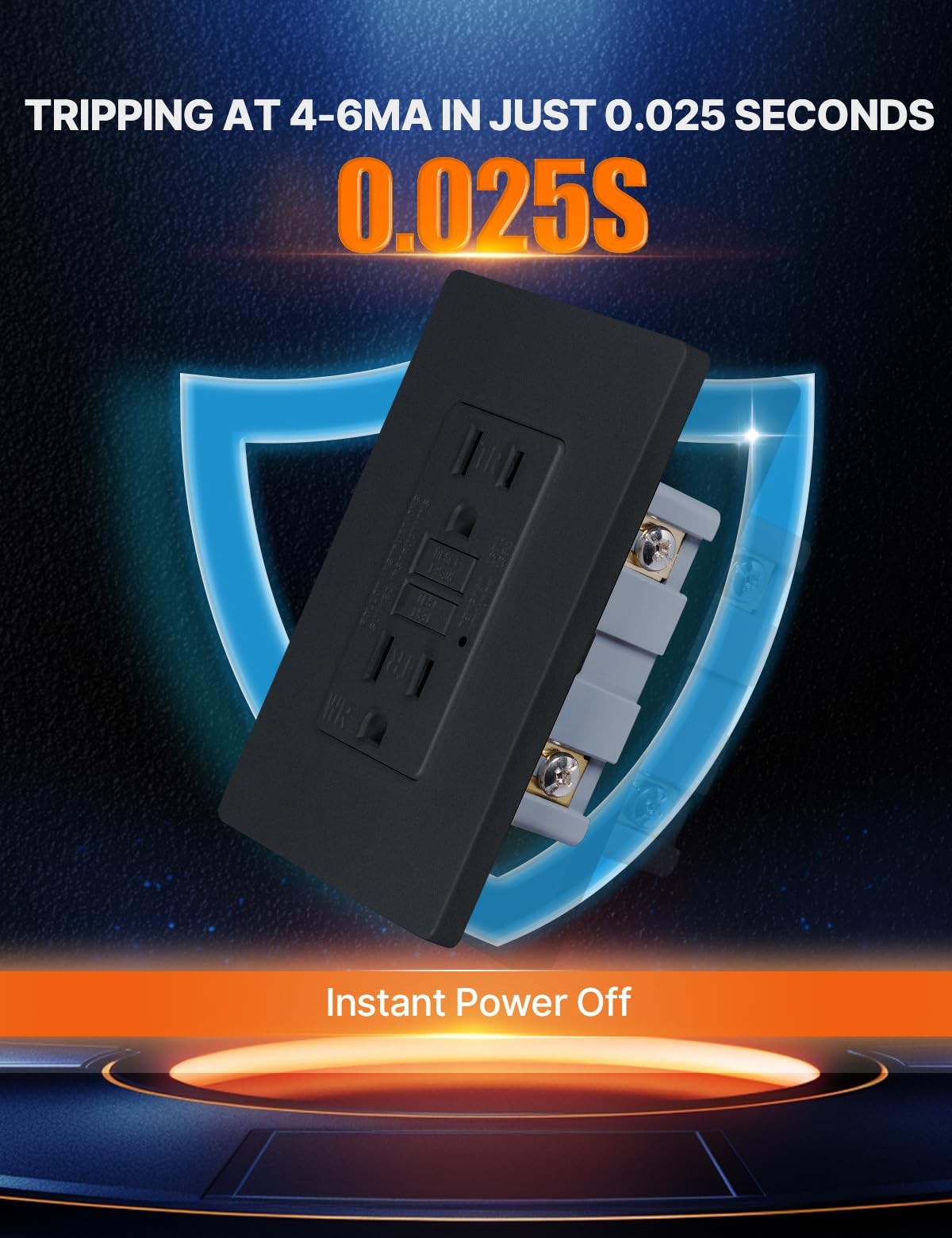 MOES 15 Amp GFCI outlet with self-test, weather-resistant and tamper-resistant features, installed in a standard electrical box.