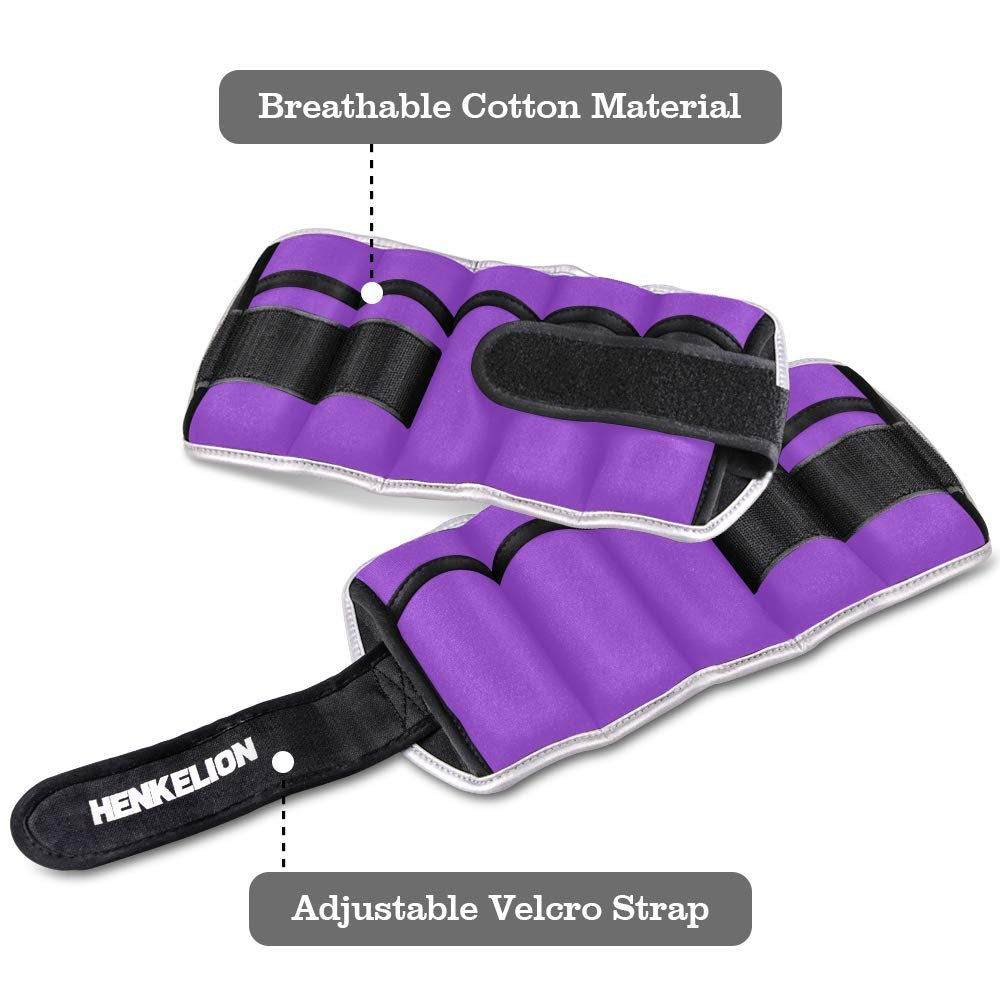 Pair of 10-pound adjustable ankle weights for women, men, and kids, featuring padded straps for comfort during exercise.