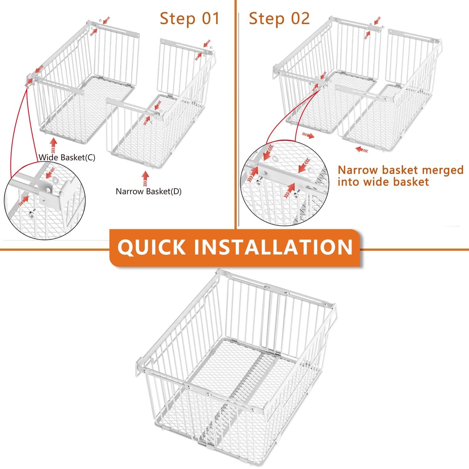 Anjuban large freezer organizer bins with upgraded leak-proof bottom and netfit design, ideal for 5 to 9 cu freezer storage.