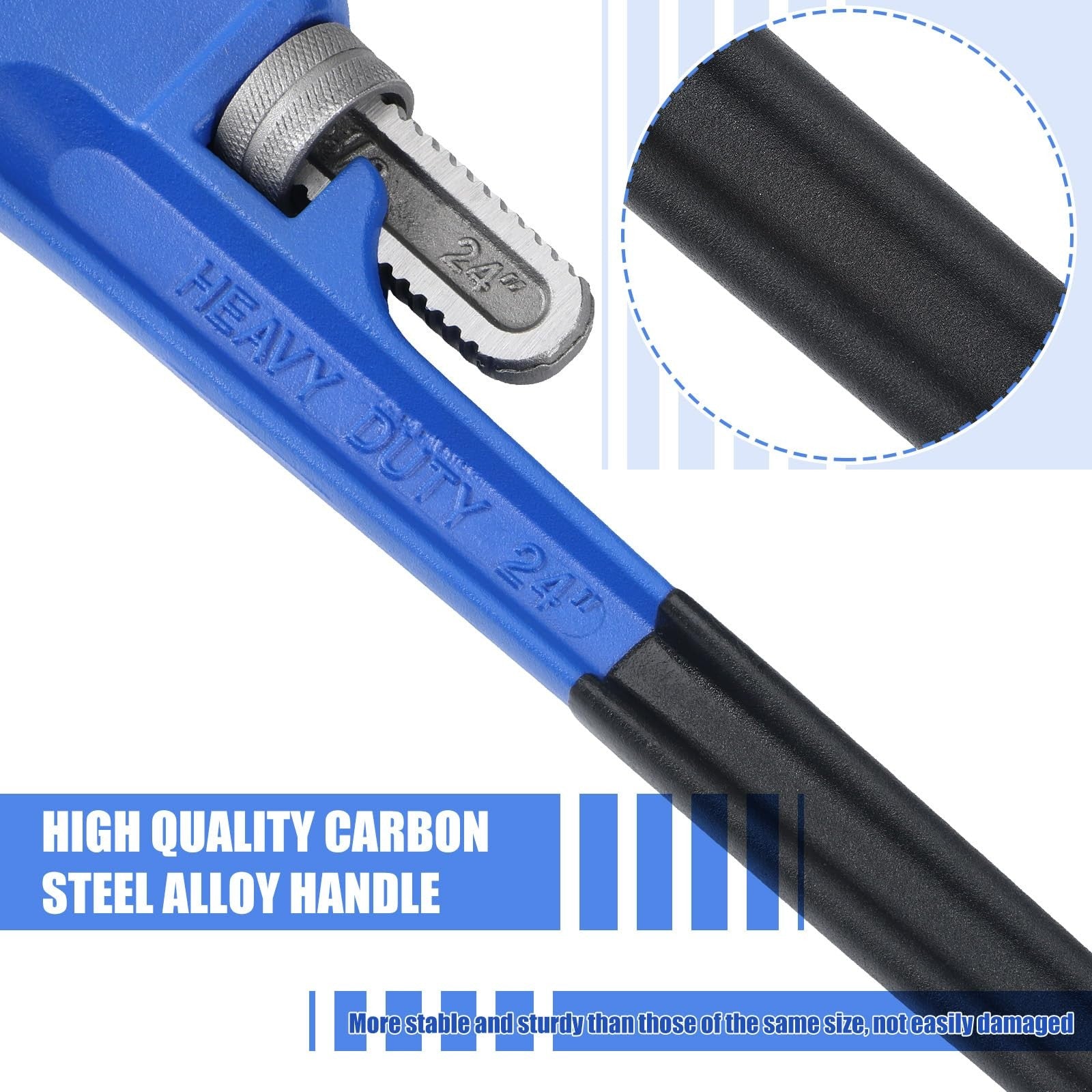Gisafai heavy duty pipe wrench set in sizes 8 to 24, adjustable plumber wrenches with straight design for plumbing repairs.