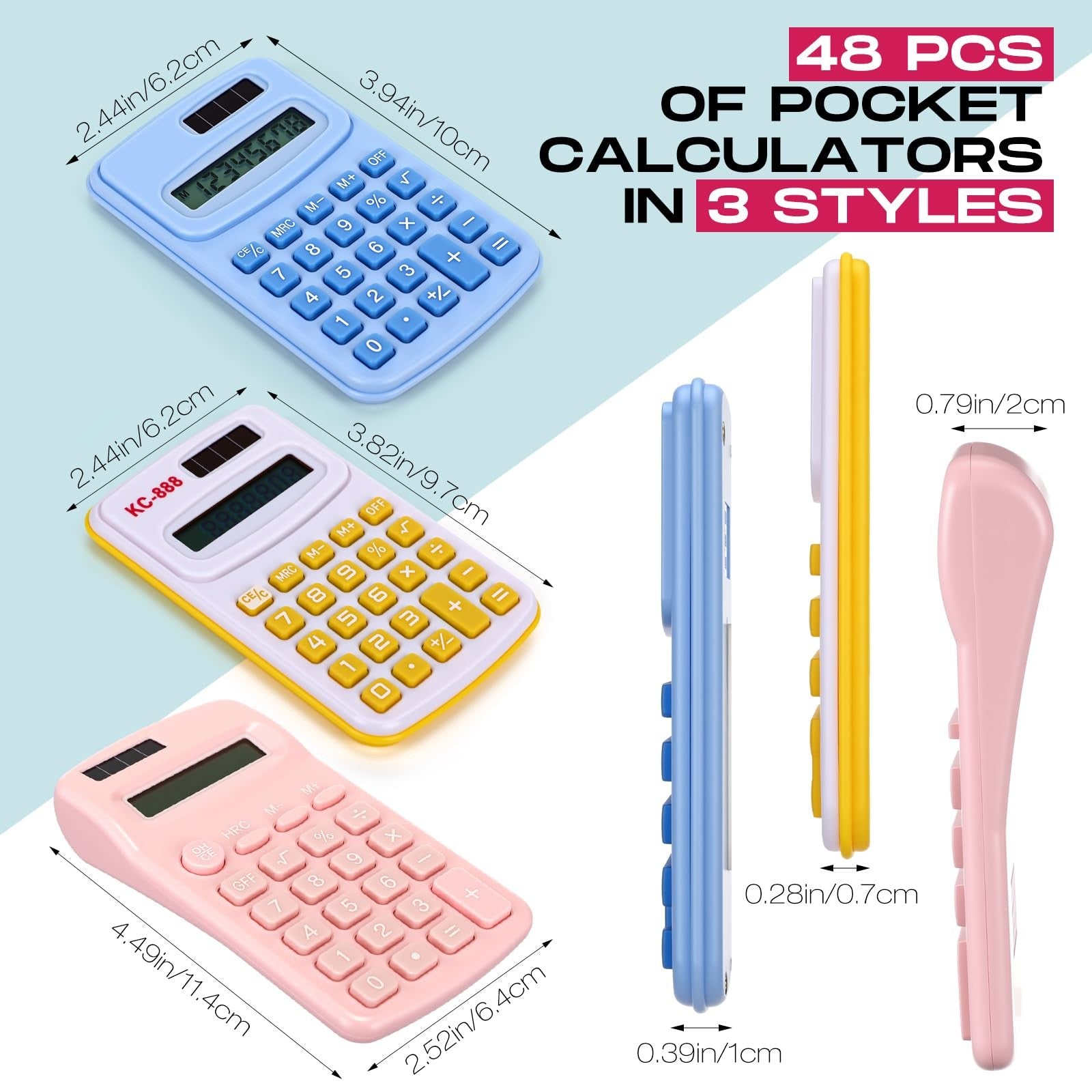 Yunsailing 48-pack of small pocket calculators with 4-function, battery-powered, compact design, perfect for quick calculations.