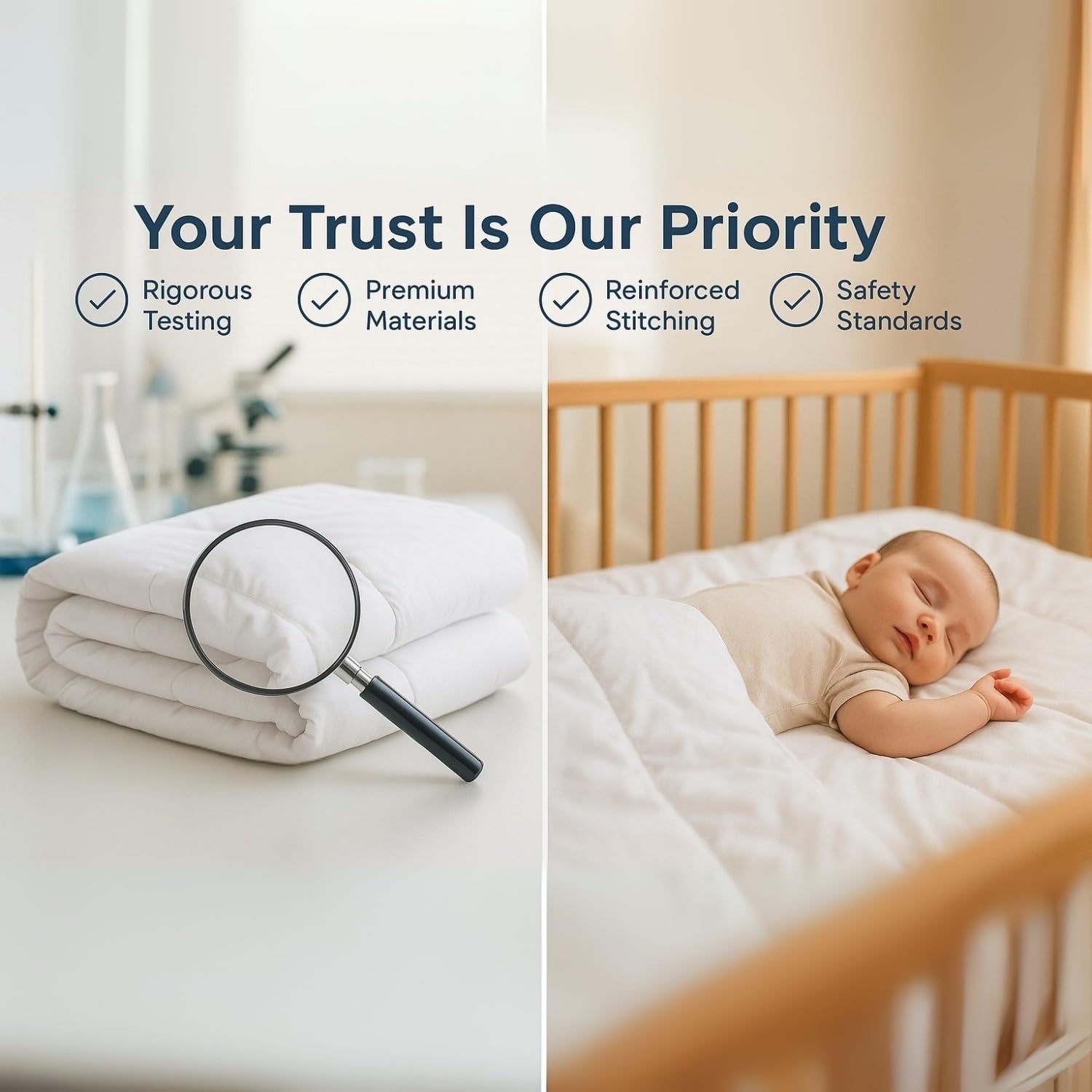 Circleshome warm crib comforter made of soft, breathable 100% cotton, designed for cozy and comfortable baby sleeping environment.