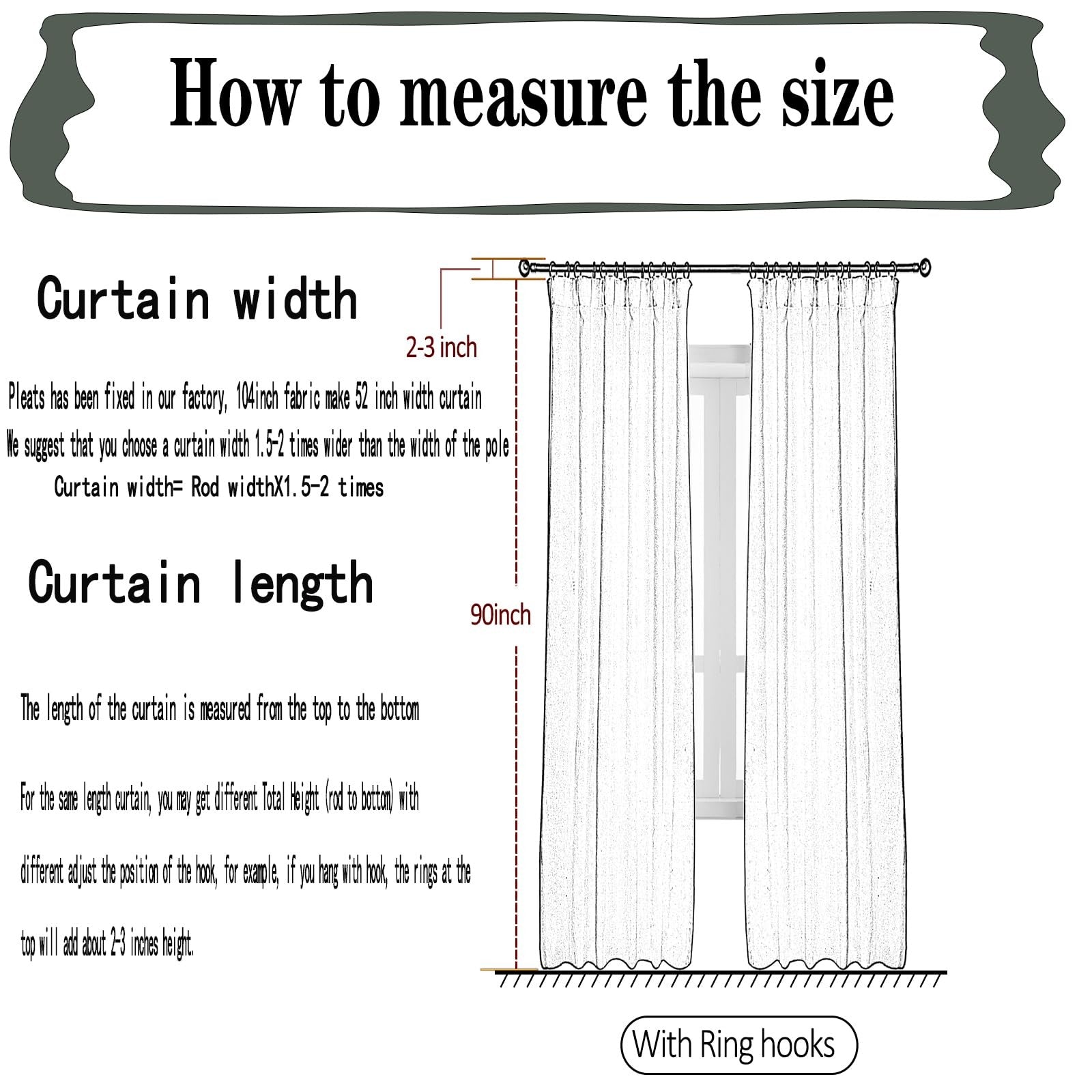 LUGOTAL Pure White 90-inch long pinch pleated chiffon sheer curtains hanging smoothly in a window setting.