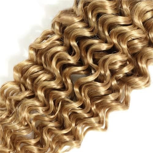 Biliisyff honey blonde deep wave human hair bundles, 27-inch Brazilian human hair extensions displayed in the image.
