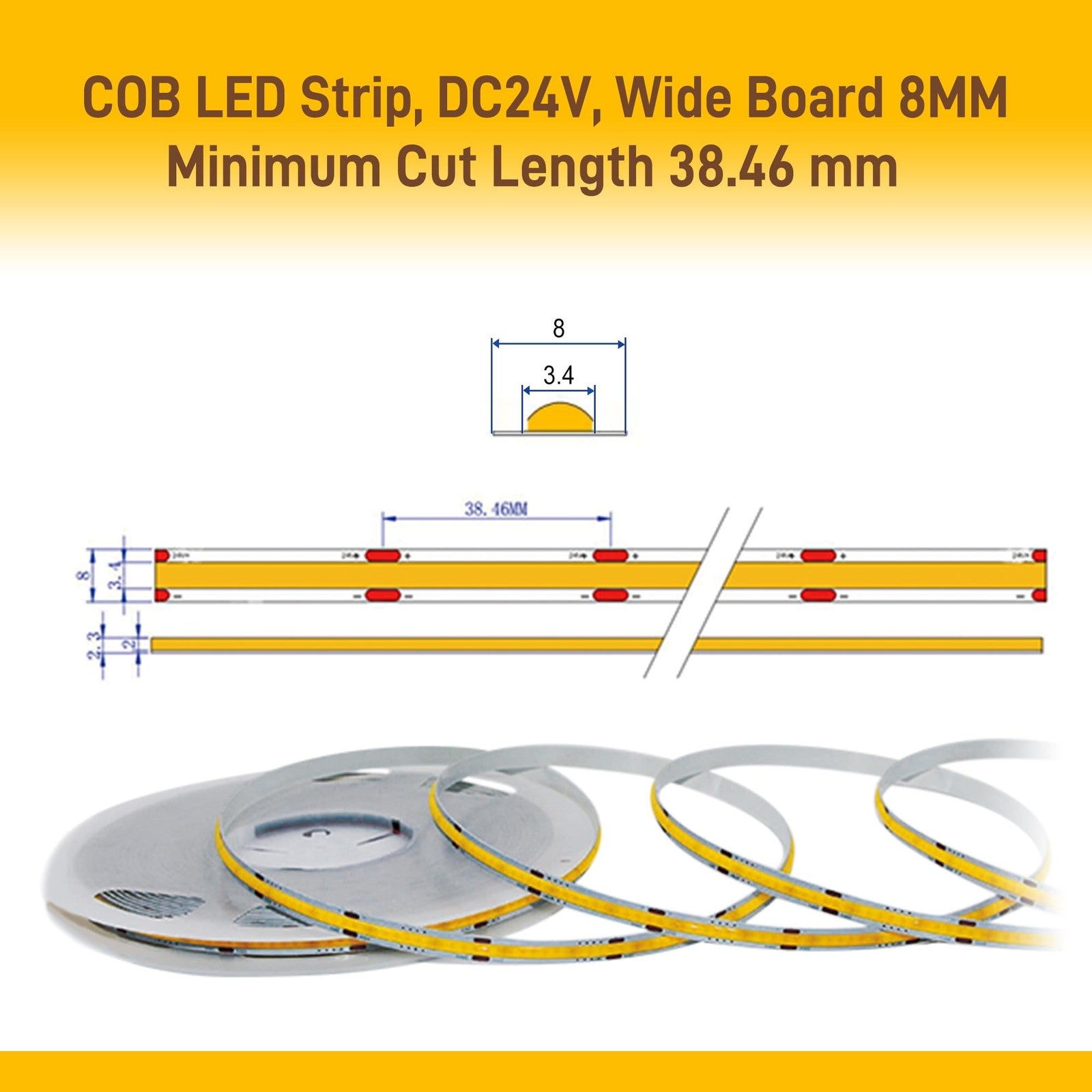 Pandery outdoor LED strip lights, 32.8ft waterproof warm white 2700K, 24V, CRI90+ with flexible design for outdoor lighting.