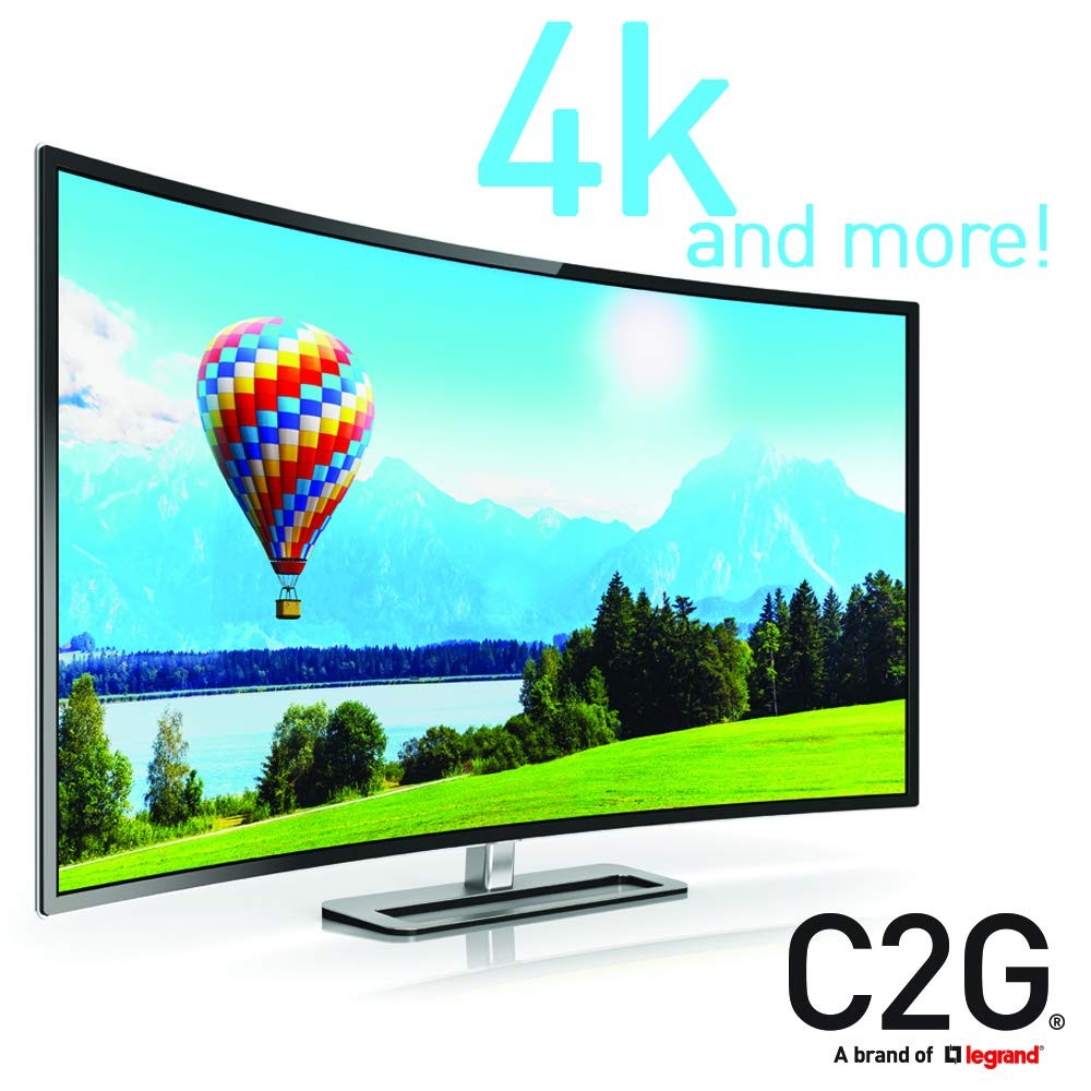C2G 6ft USB-C to DisplayPort adapter cable displaying USB-C and DisplayPort connectors, suitable for 4K 60Hz video transfer.