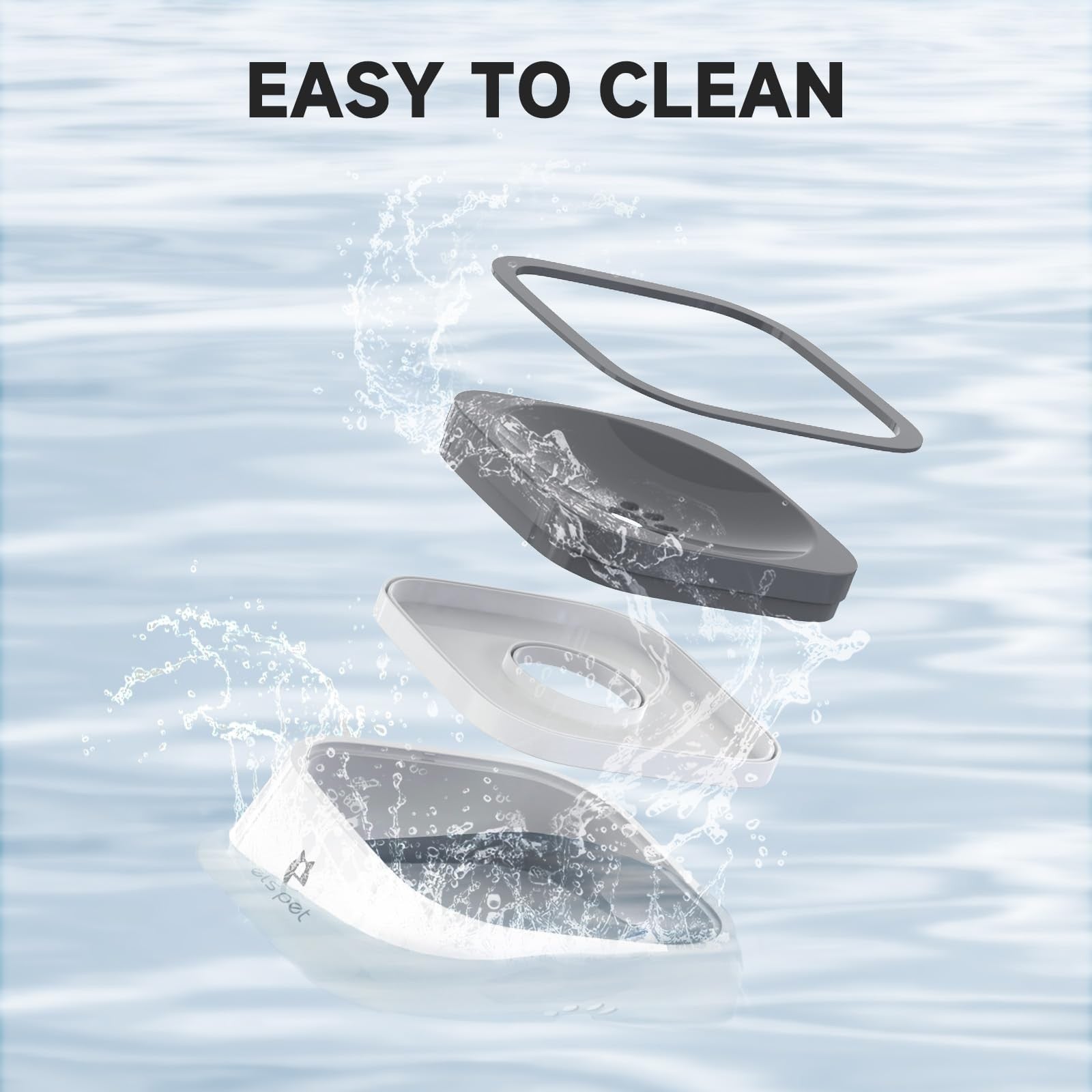 ELS PET No-Spill Travel Dog and Cat Water Bowl with slow feeder design, 1L capacity, anti-splash feature, portable pet water bowl