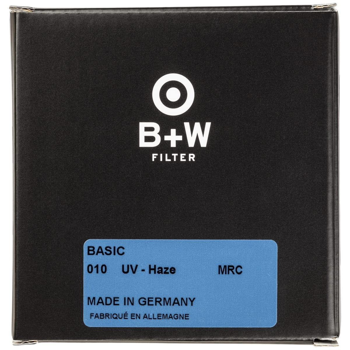 B+W 67mm UV Haze MRC 010M glass filter for camera lenses, showing the clear, coated filter with threading for attachment.