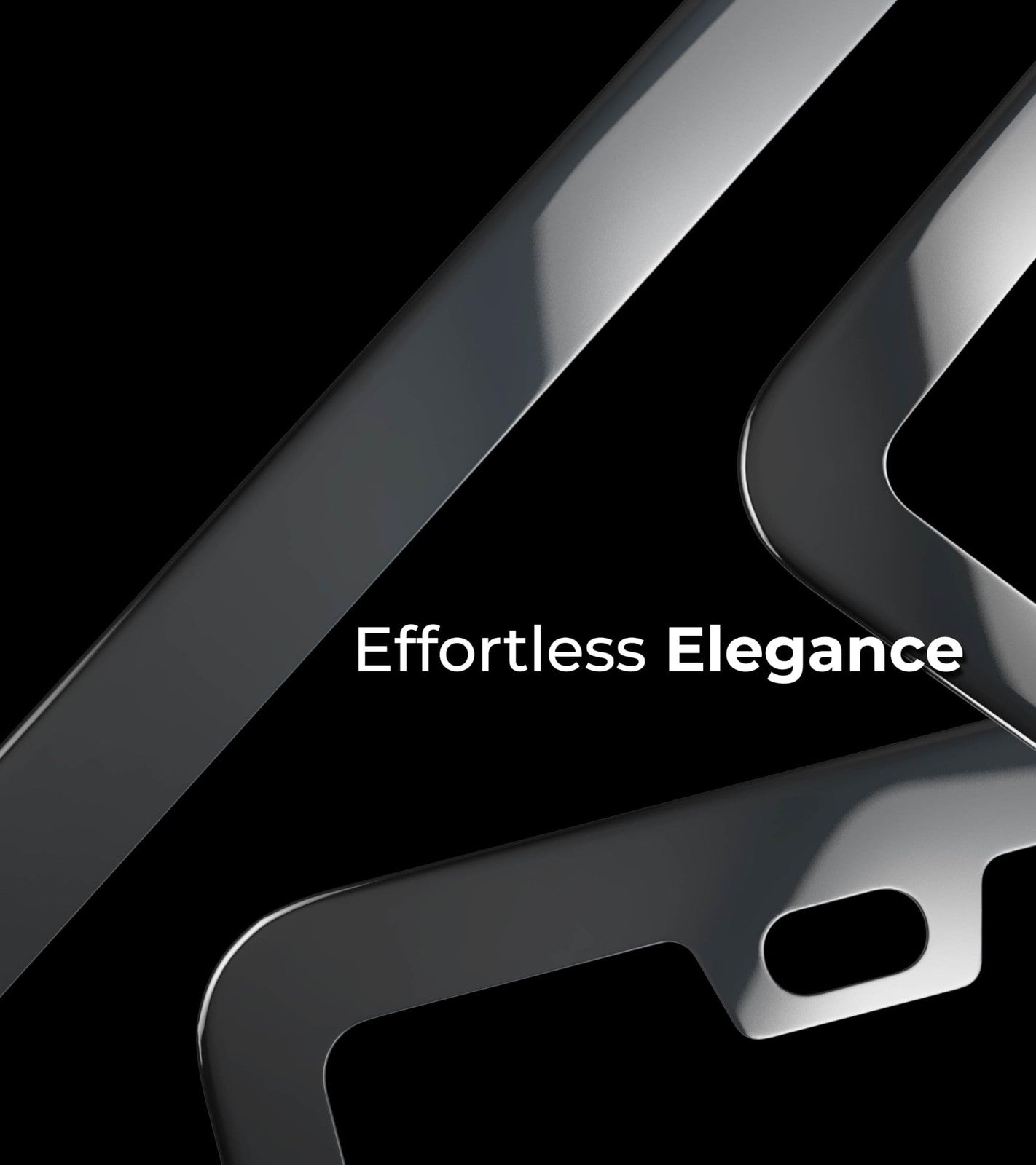 Deselen black license plate frame with titanium and gunmetal stainless steel finish, designed for a sleek, modern look.