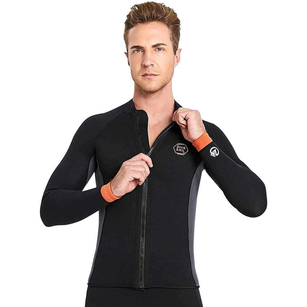 Skyone wetsuit top jacket for women and men, 3mm neoprene long sleeve dive scuba wetsuit for water sports and diving.