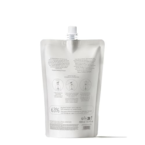 Molton Brown Coastal Cypress & Sea Fennel hand wash refill bottle with label and pump, 13.5 fl oz, on a white background.