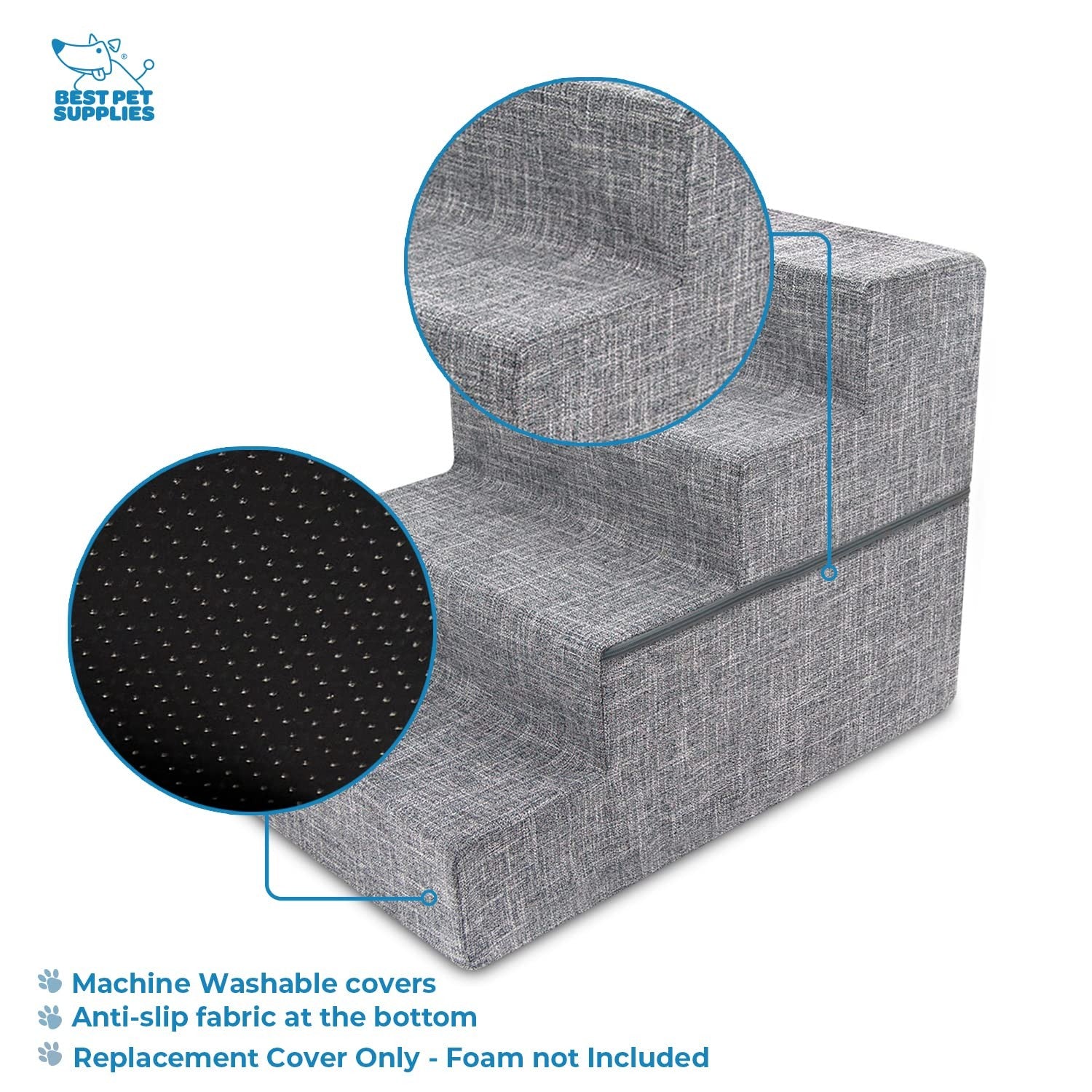 Best Pet Supplies foam dog stairs for small dogs and cats, non-slip pet steps with soft padding and sturdy design.
