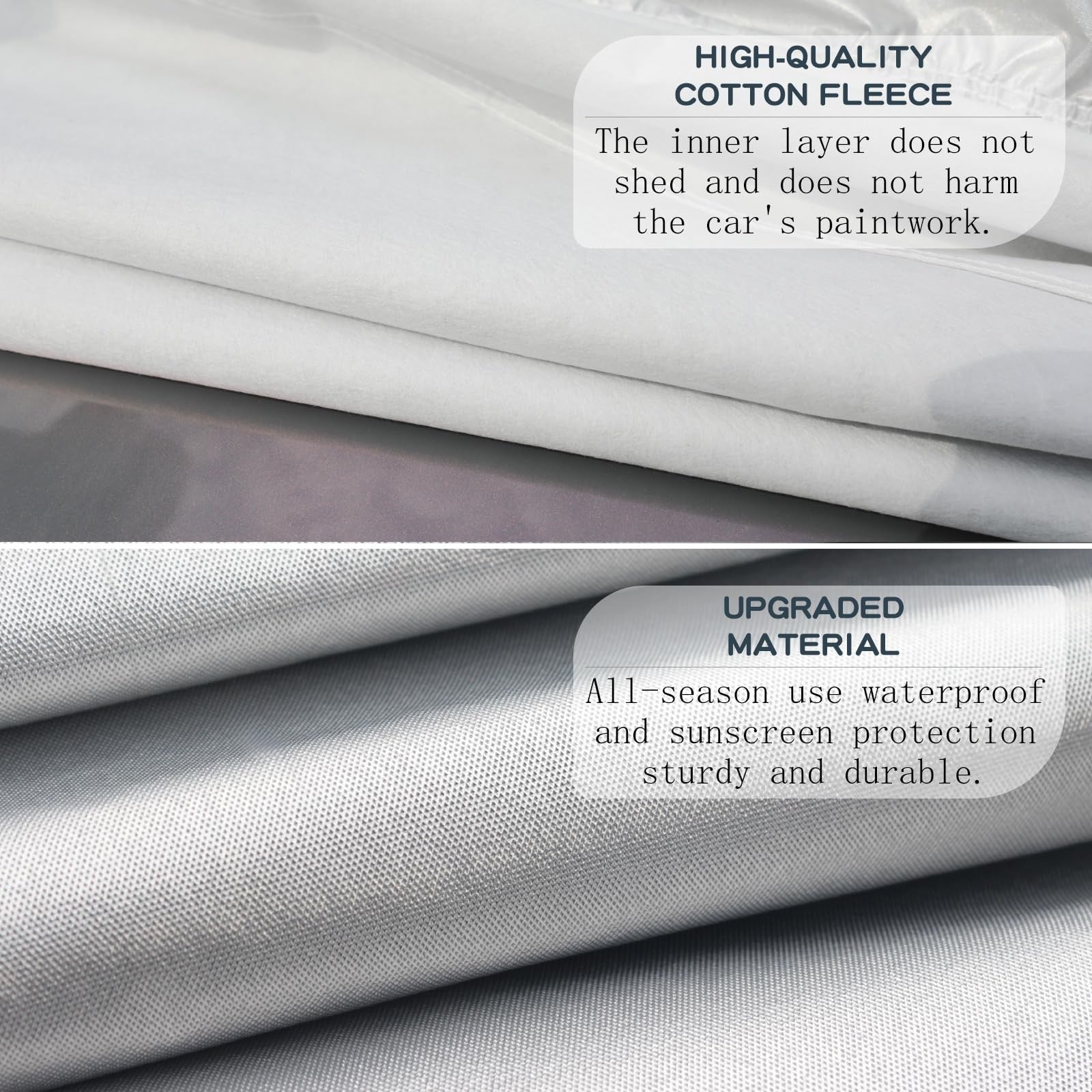 Talyetar waterproof all-weather car cover on a sedan, protecting the vehicle from rain, sun, and dust.