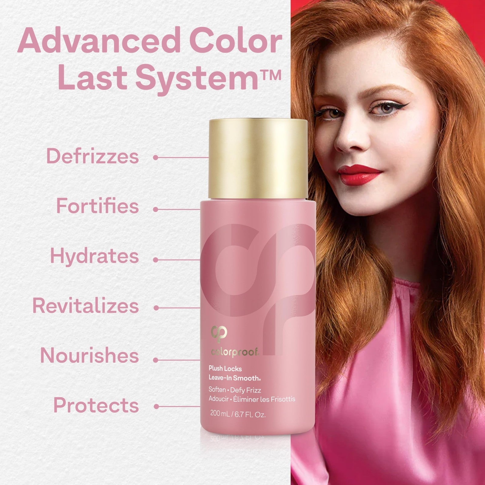 ColorProof Plush Locks Leave-in Smooth Anti-Frizz Lotion for hair, providing smoothing, protection, and frizz reduction.