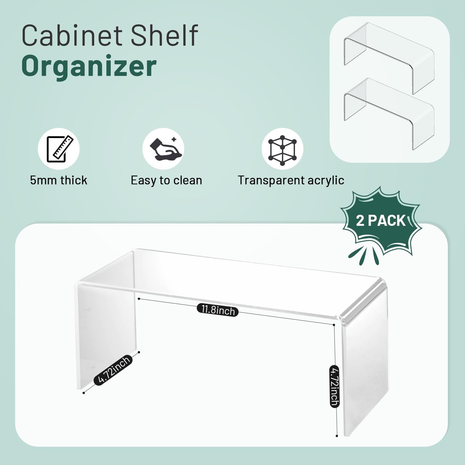 HTRYBNES clear kitchen cabinet shelf organizers, 2-pack spice rack risers for enhancing kitchen storage and organization.