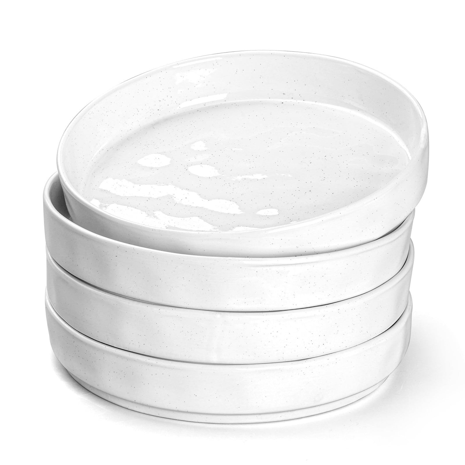 Set of 4 E-far 30oz pasta bowls with shallow design, 8.25 inches, ideal for salads and dinner serving.
