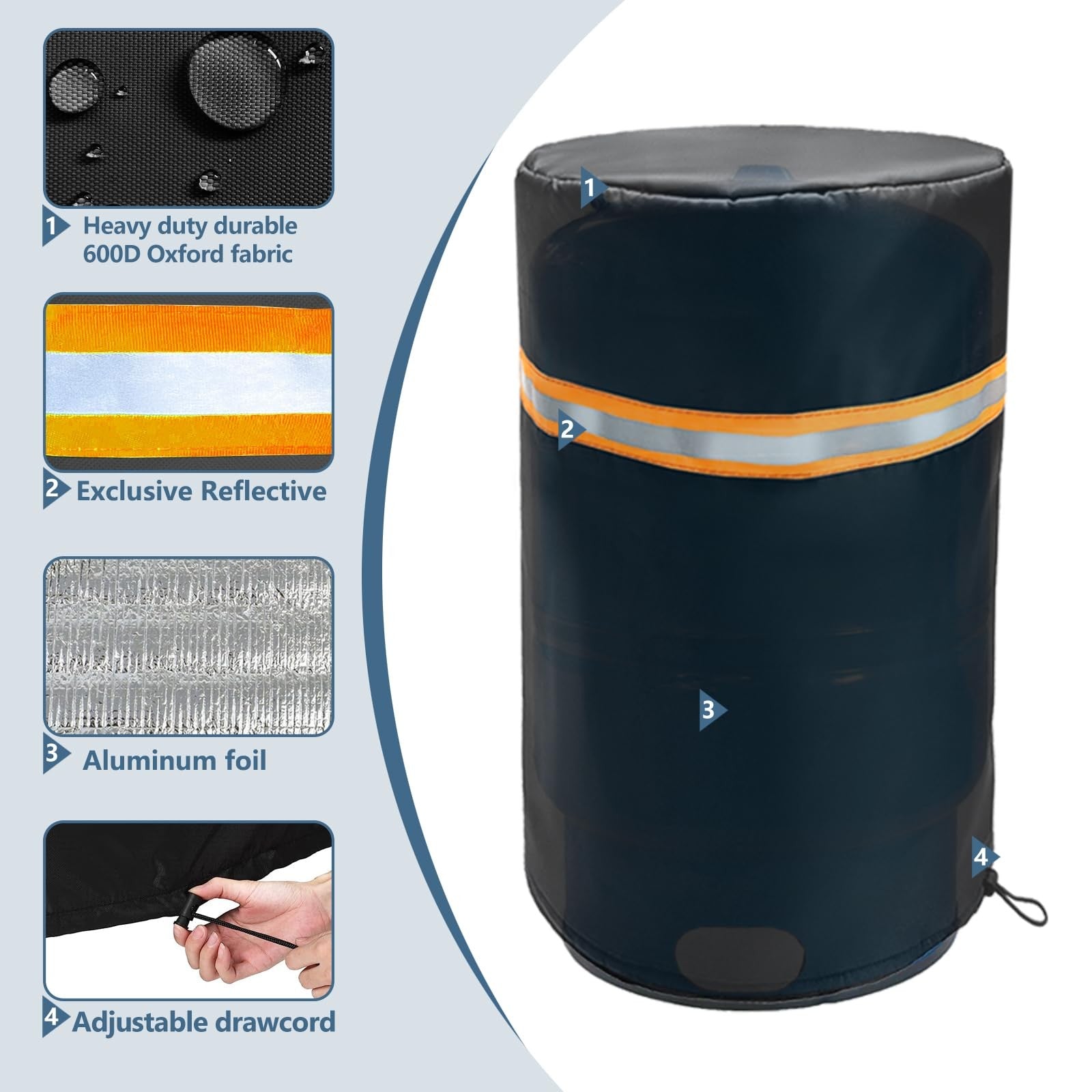 Exokugo round well pump cover with five fins, insulating pressure tank cover for outdoor water well systems