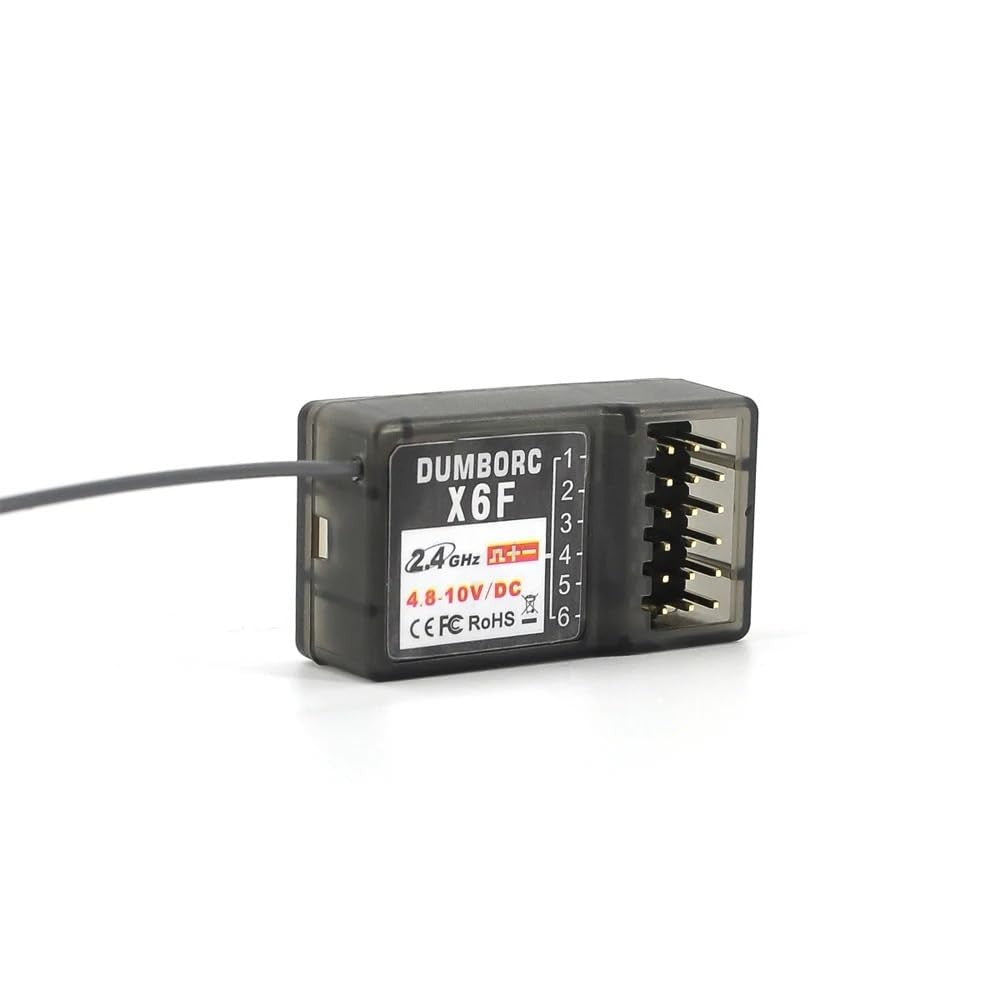 DUMBORC 4-piece 2.4G 6-channel RC car receiver X6F X6FG combo for remote-controlled cars and boats.