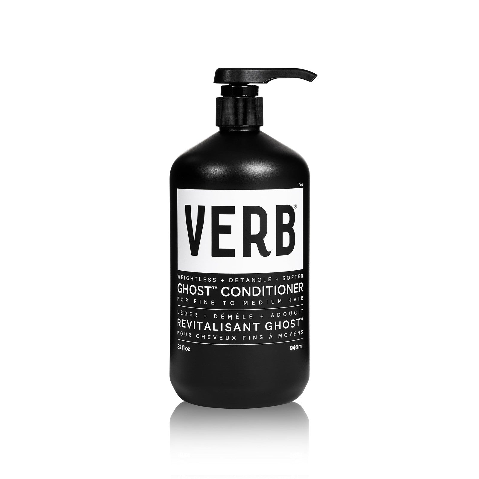 VERB Ghost Conditioner in 32 fl oz bottle, infused with Moringa oil, designed to moisturize and nourish fine hair.