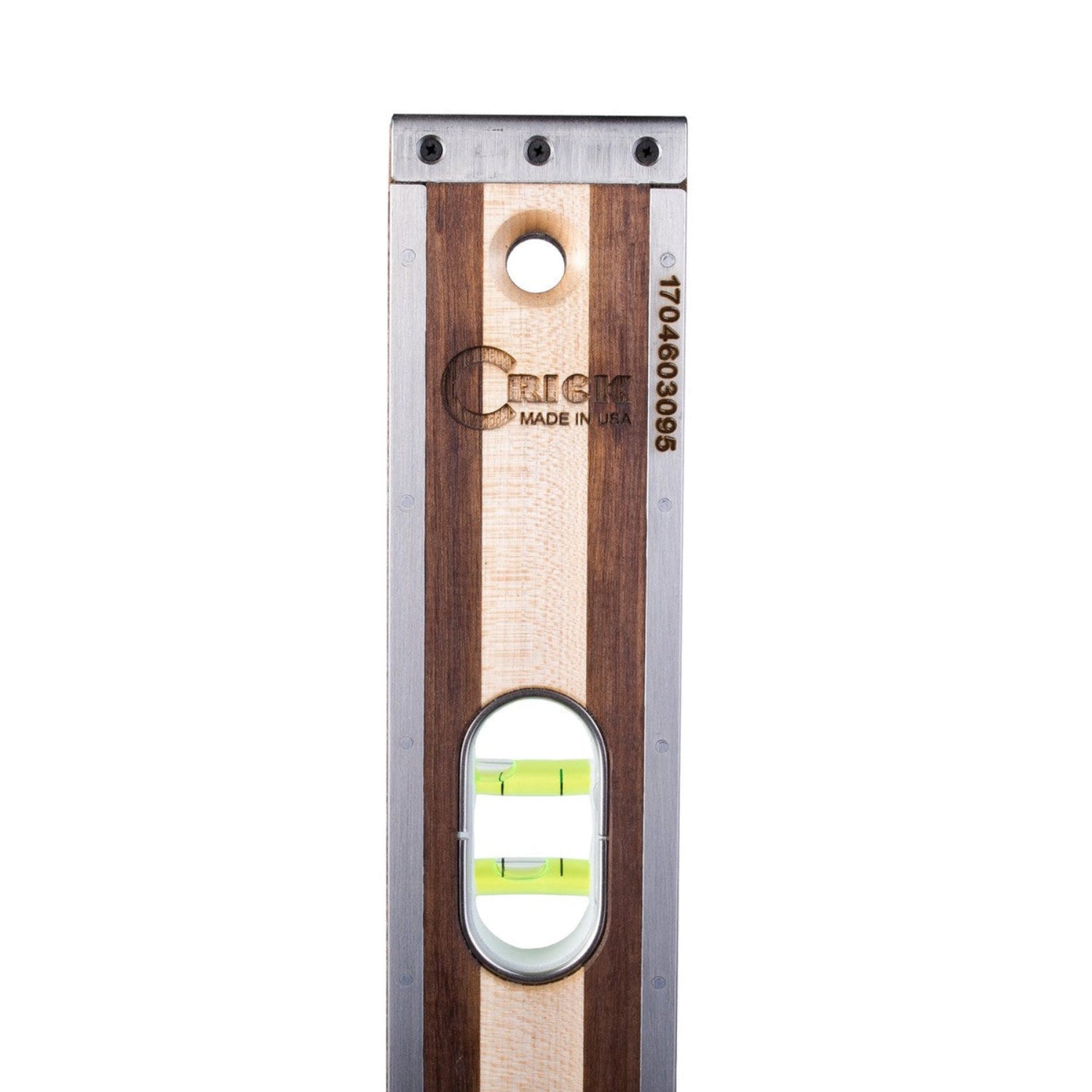 Crick Tool 48-inch wood level with orange and black body, precision bubble vials for accurate masonry and carpentry leveling.