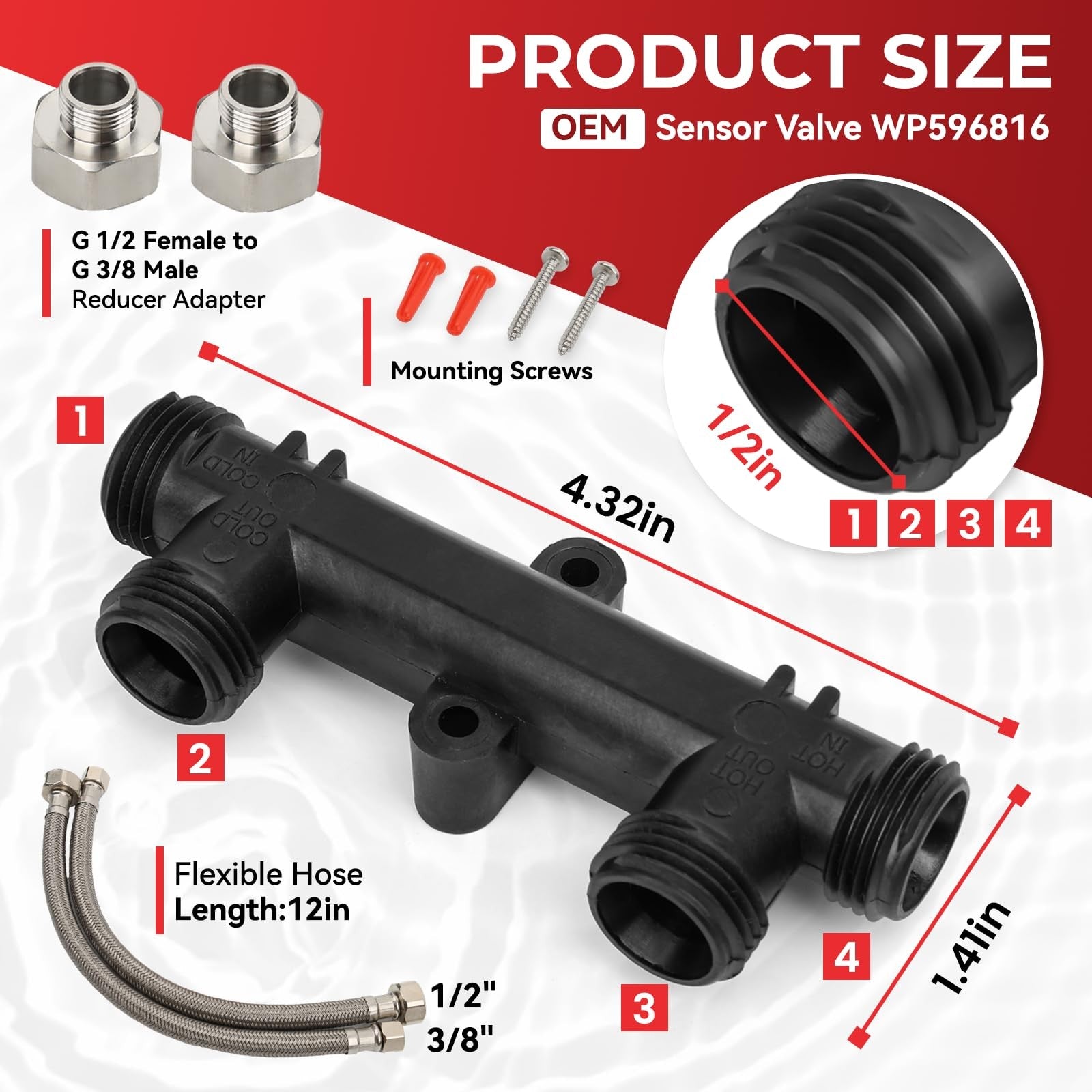 Ruiehang WP596816 OEM brass hot water recirculating pump kit with motor and fittings, designed for efficient water circulation.