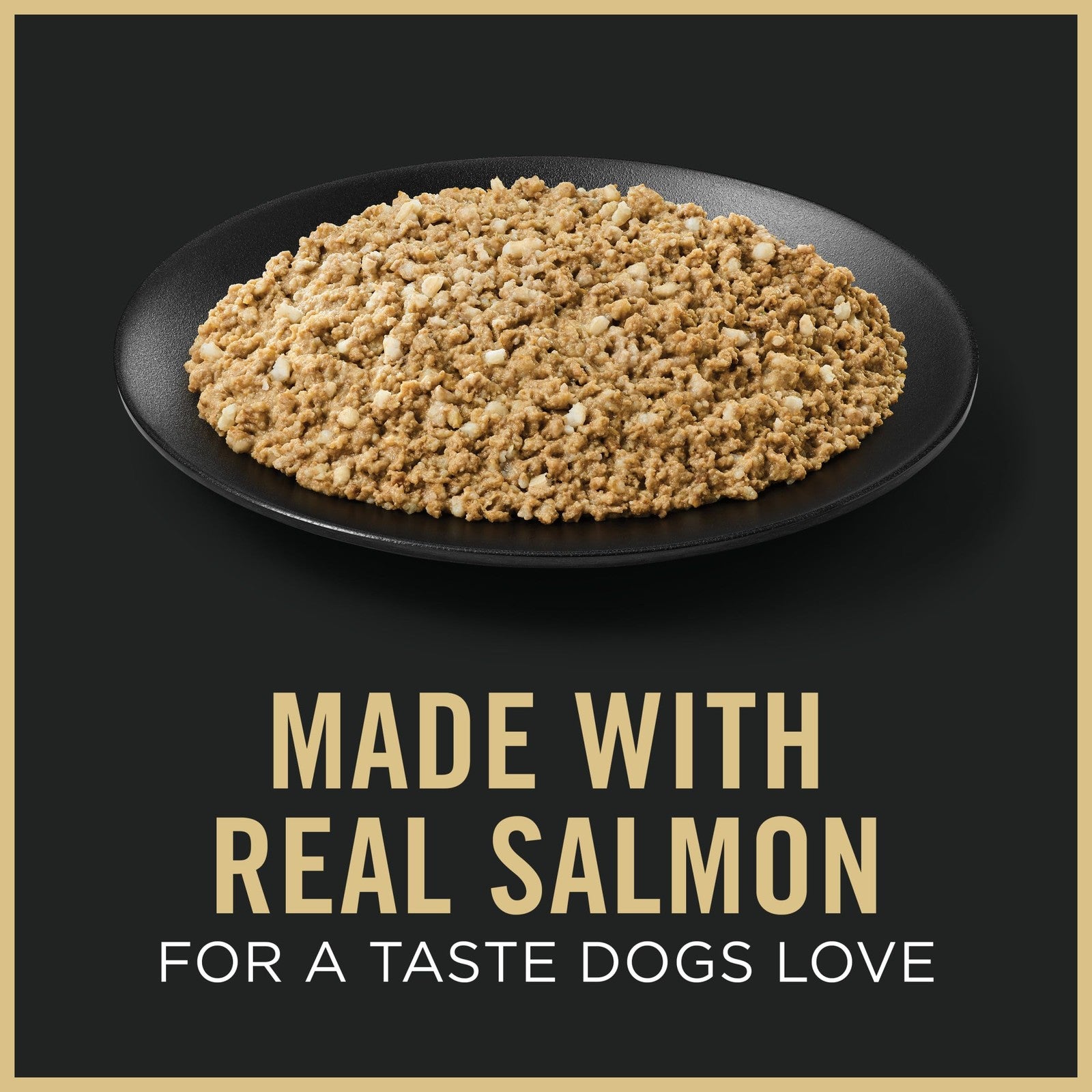 Purina Pro Plan Puppy Classic wet dog food cans with salmon and rice, 12-pack, showing the canned dog food and label.