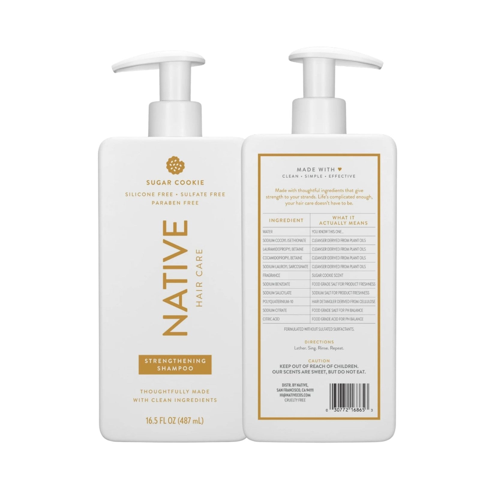 Native Limited Edition Sugar Cookie Shampoo and Conditioner bottles with festive packaging and product labels.