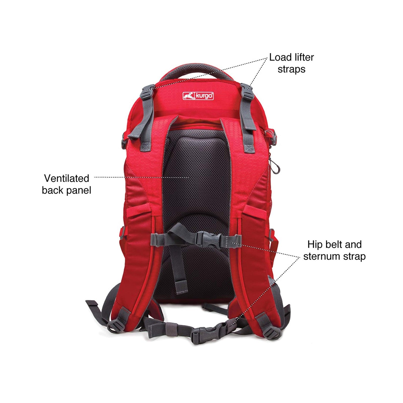 Kurgo G-Train dog carrier backpack with adjustable straps and mesh panels for comfortable travel with pets up to 25 pounds.