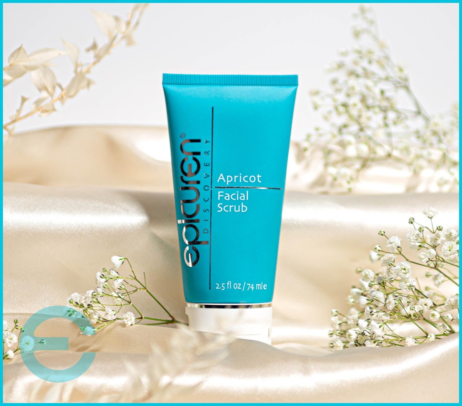Beige Epicuren Discovery Apricot Facial Scrub with dark brown exfoliant flecks in a 2.5 oz tube.