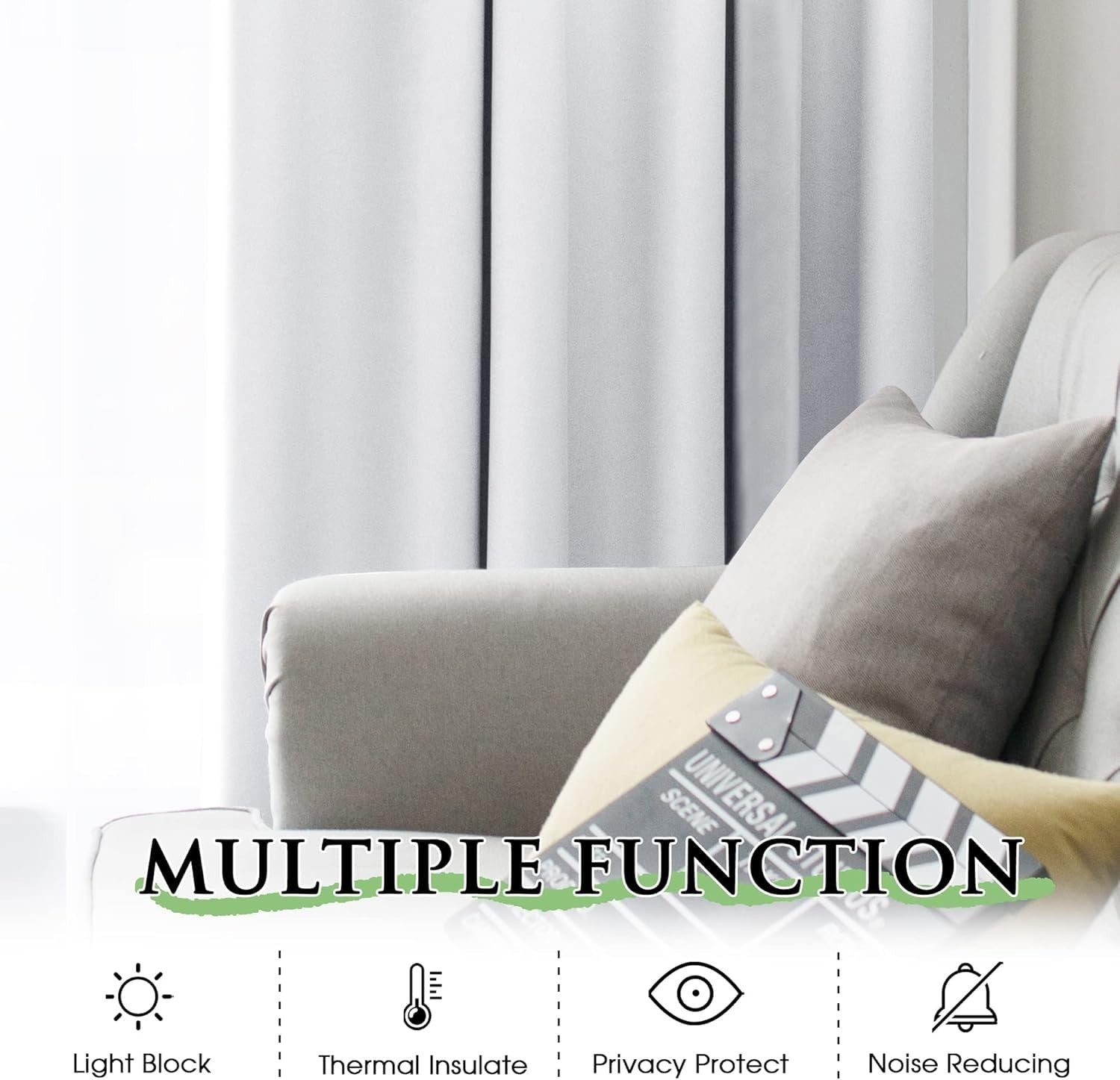 KGORGE blackout curtain liners for windows with rings and tabs, designed for easy installation and complete light blocking.