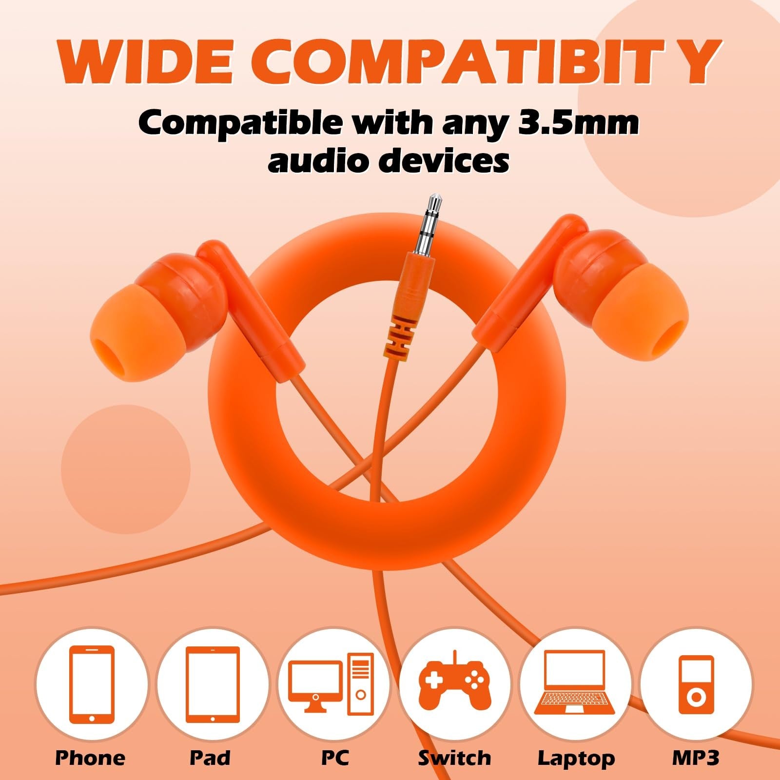 CNSZSLZ classroom earbuds bulk pack for kids, showing 10 pairs of colorful child-friendly headphones on a white background.