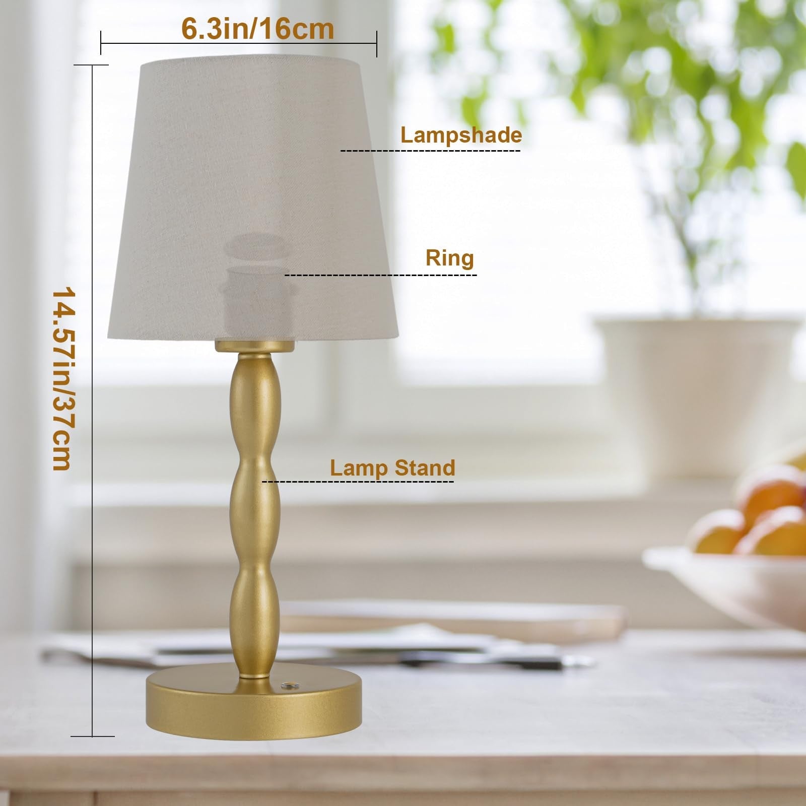 CASTLELIFE portable cordless table lamp with touch control, rechargeable battery, and modern design for desk or bedside lighting.