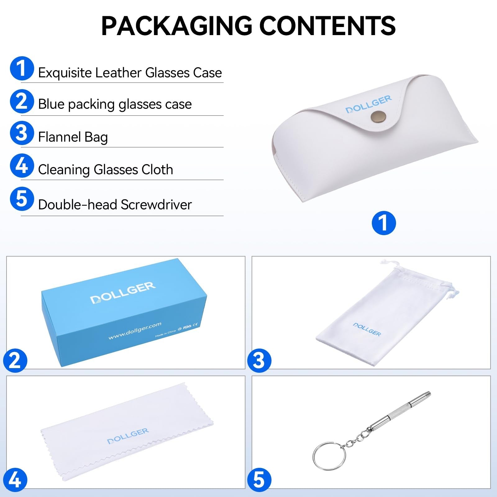 Dollger blue light blocking glasses for women and men with thick round frames and anti-glare lenses for eyestrain relief.