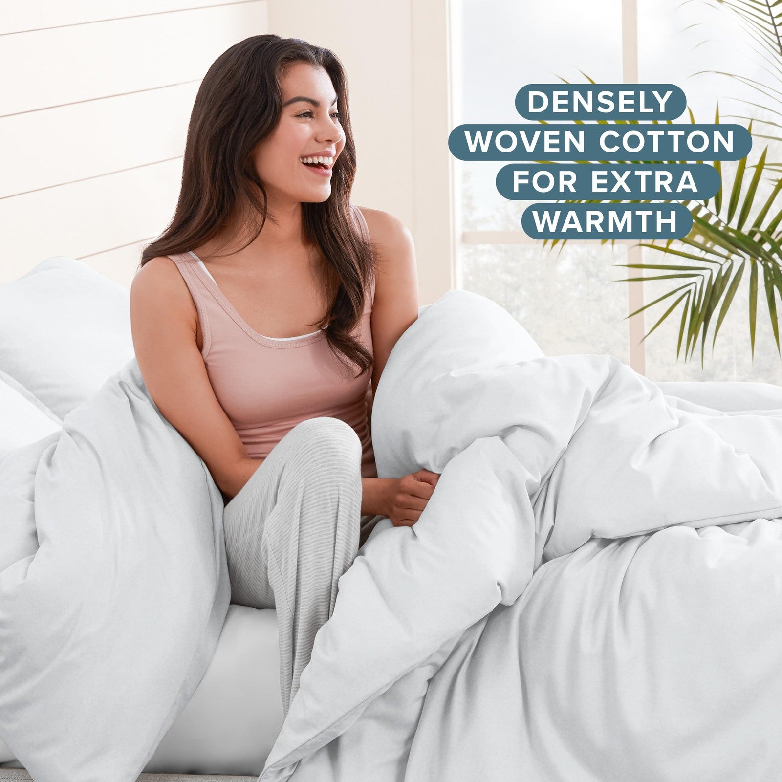 Bare Home king flannel duvet cover set in 100% cotton with a soft, velvety heavyweight fabric, featuring a cozy plaid pattern.