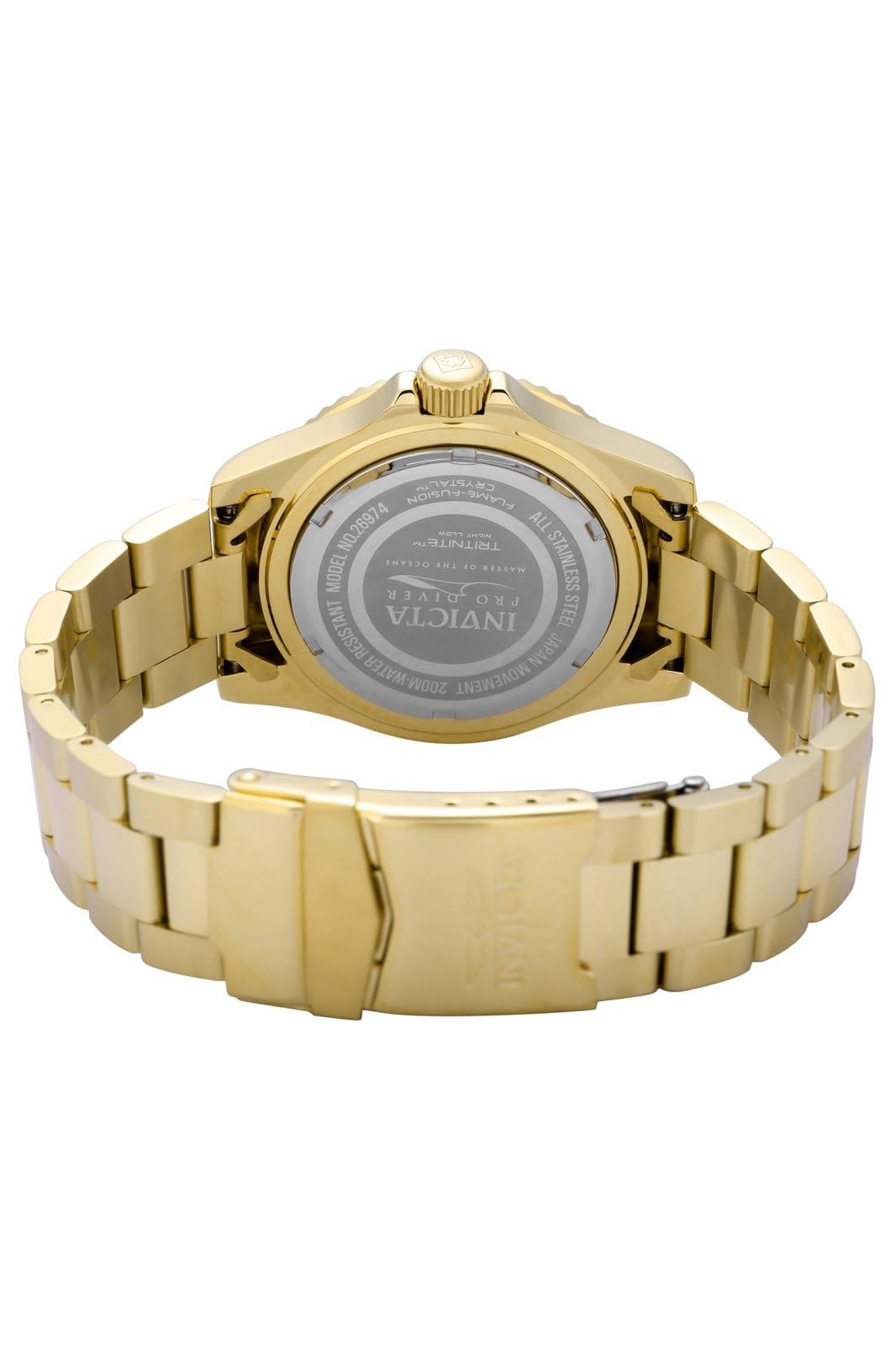 Invicta Men's Pro Diver quartz watch with stainless steel gold-tone case and blue dial, featuring a black strap and date display.