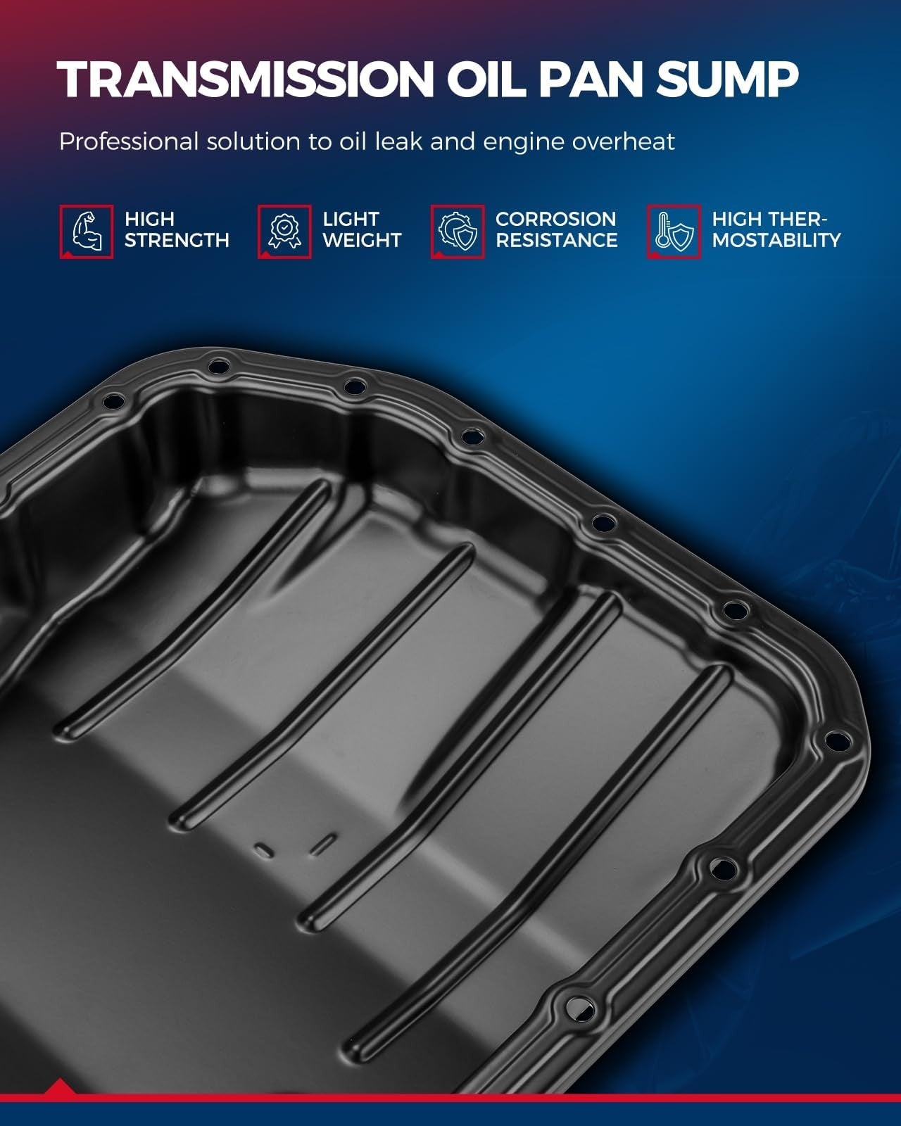 KAX transmission oil pan for Ford F-150 and Crown Victoria 4R70W 4R75W models, durable metal construction with mounting bolts