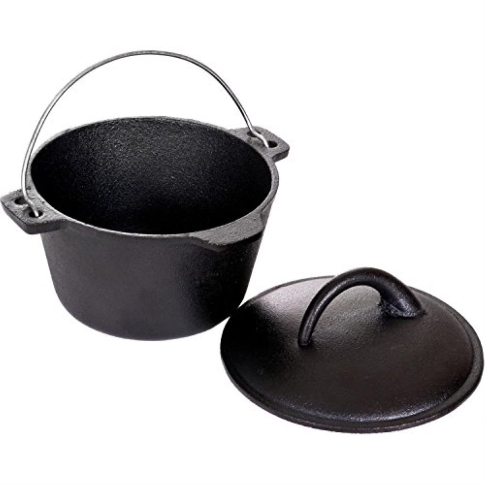 Cajun Classic 1 Quart Cast Iron Dutch Oven with black finish, sturdy handle, and smooth interior for versatile cooking.