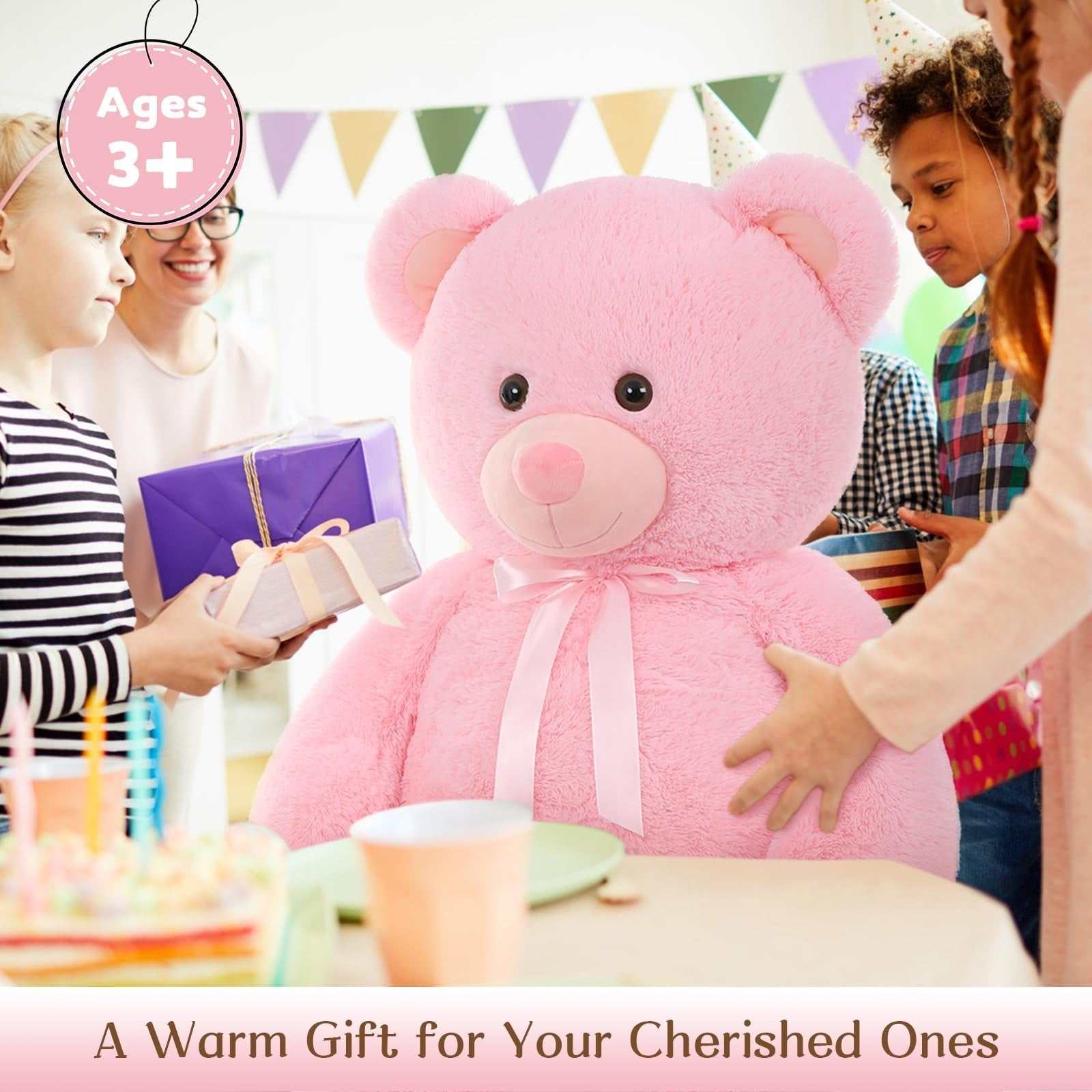 52 inch pink giant teddy bear plush toy MorisMos lifesize stuffed animal