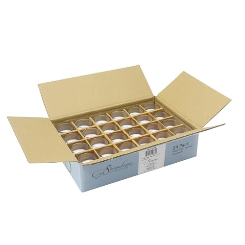 Set of 24 Stonebriar unscented long-burning votive candles in clear glass holders with ivory wax, perfect for decorative lighting.