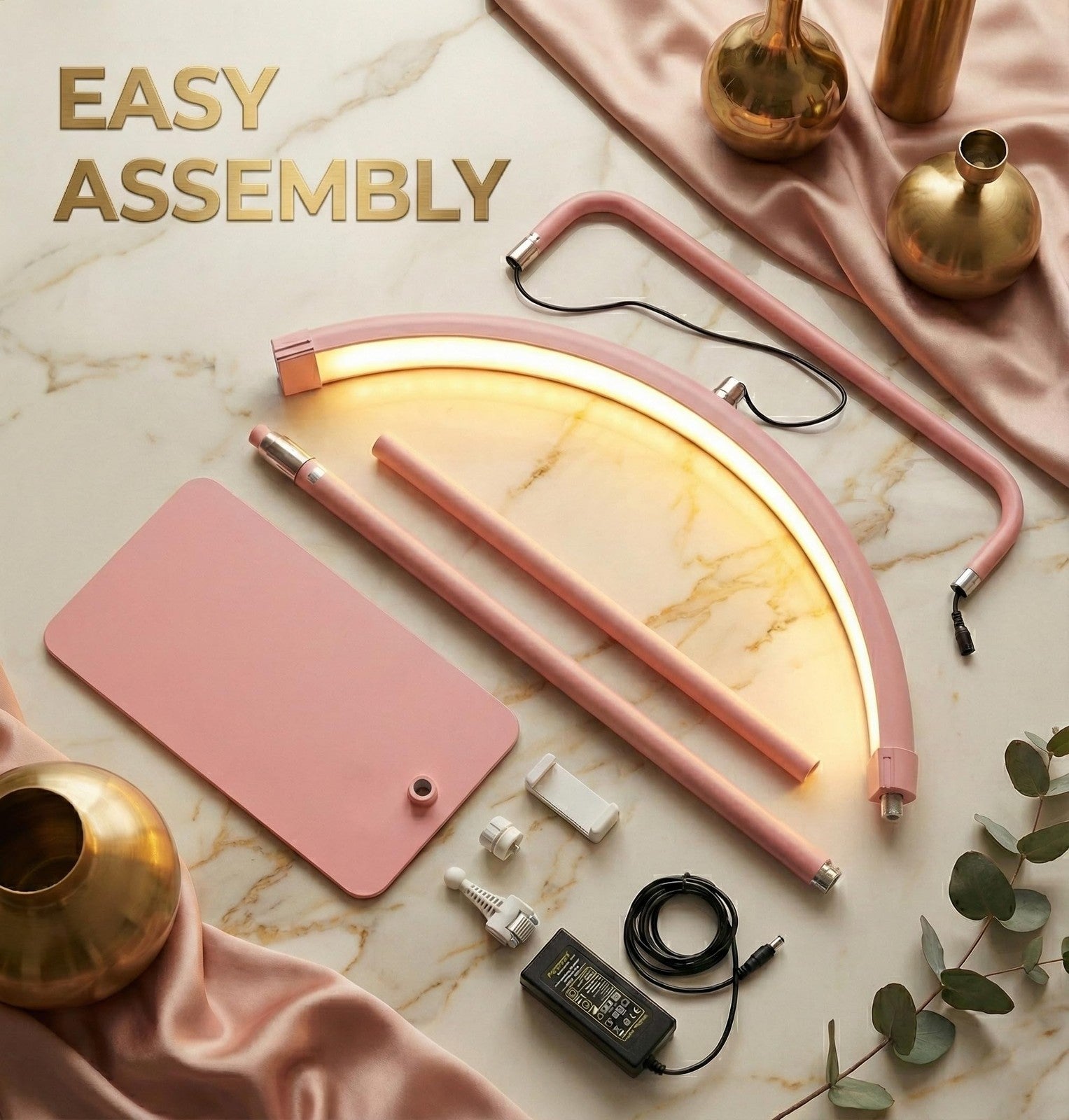 Portable 28-inch half moon lamp by Hi_Friend, esthetician lash light with sleek design and adjustable brightness.