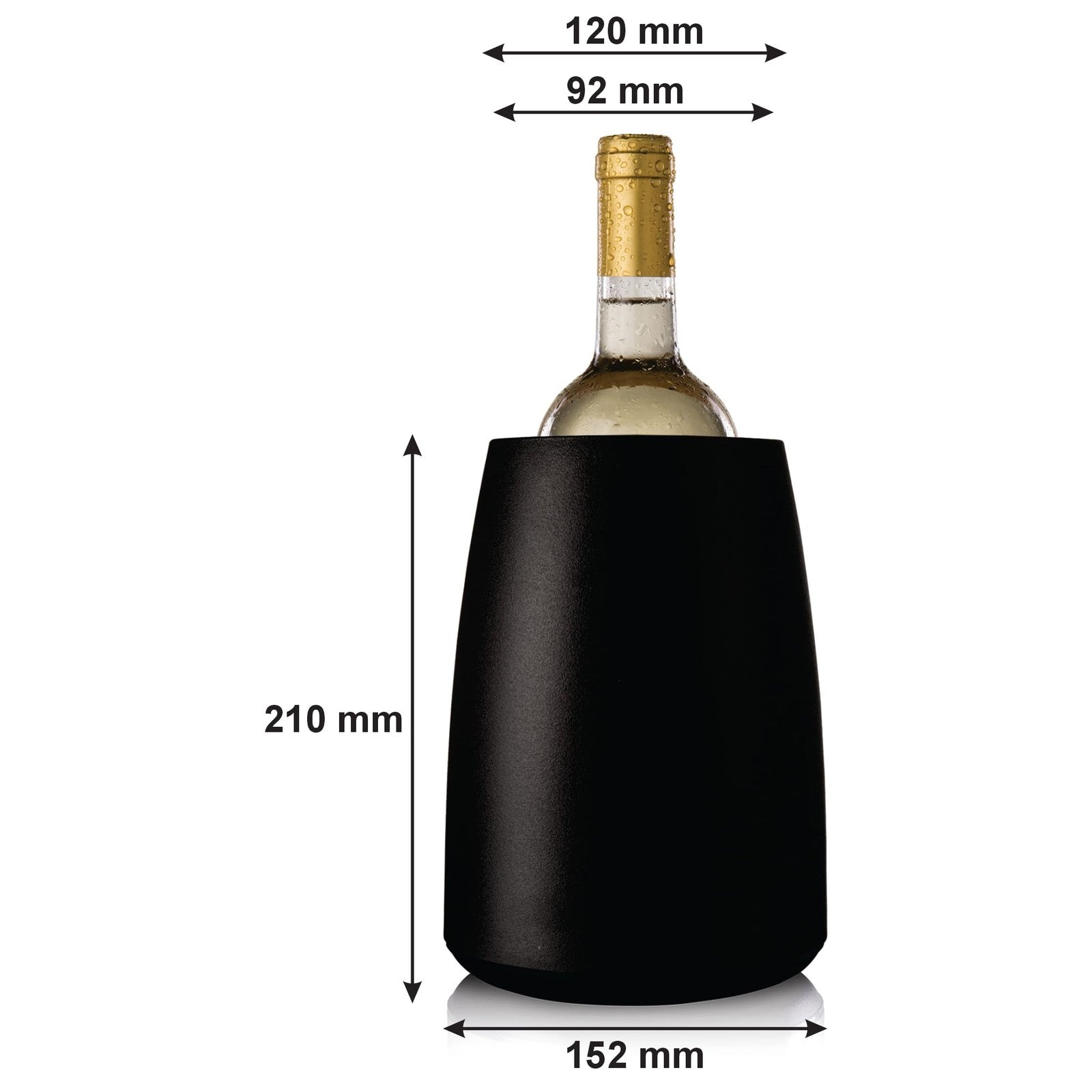 Vacu Vin Elegant Black Wine Cooler and bottle chiller with freezer section for keeping wine cold and fresh.